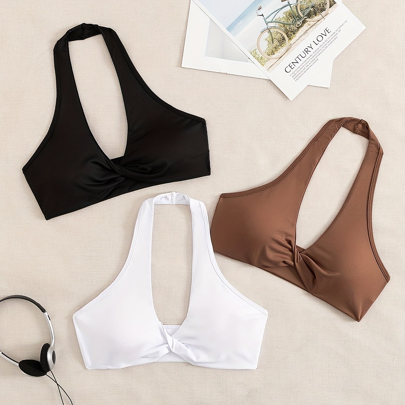 TEMU Soutien-gorge de yoga avec coussinets de poitrine, ensemble de 3 pièces pour sport, , fitness, course, yoga