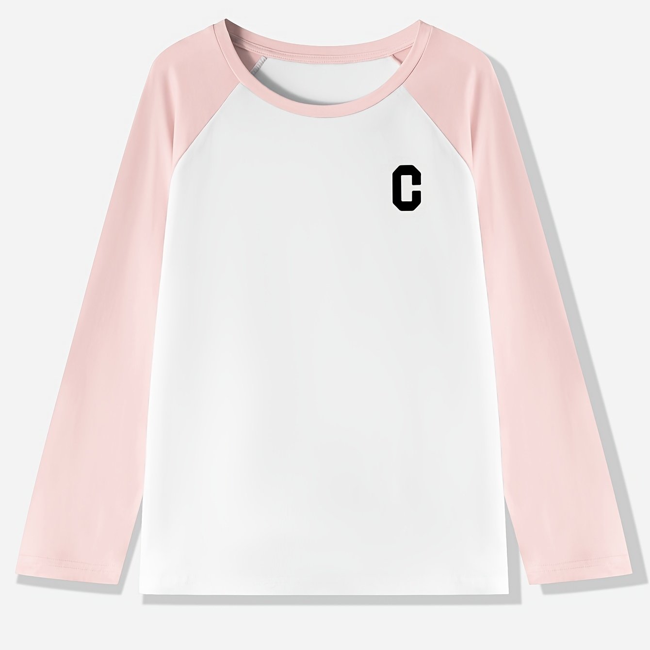 TEMU D89 - Women's Casual Loose Color-blocking Versatile Long-sleeve Top With A Easy And Clean Print, Perfect For, Ins-style T-shirt - Wzh932