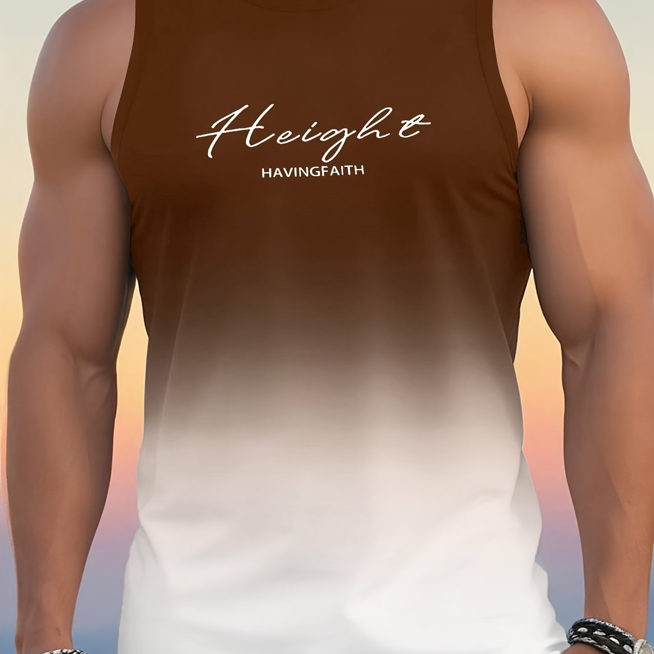 TEMU [print Design - Not Textured] Men's Sleeveless Vest, Print Breathable Round Neck Casual Top, Suitable For Summer, Beach And Daily Wear - Machine