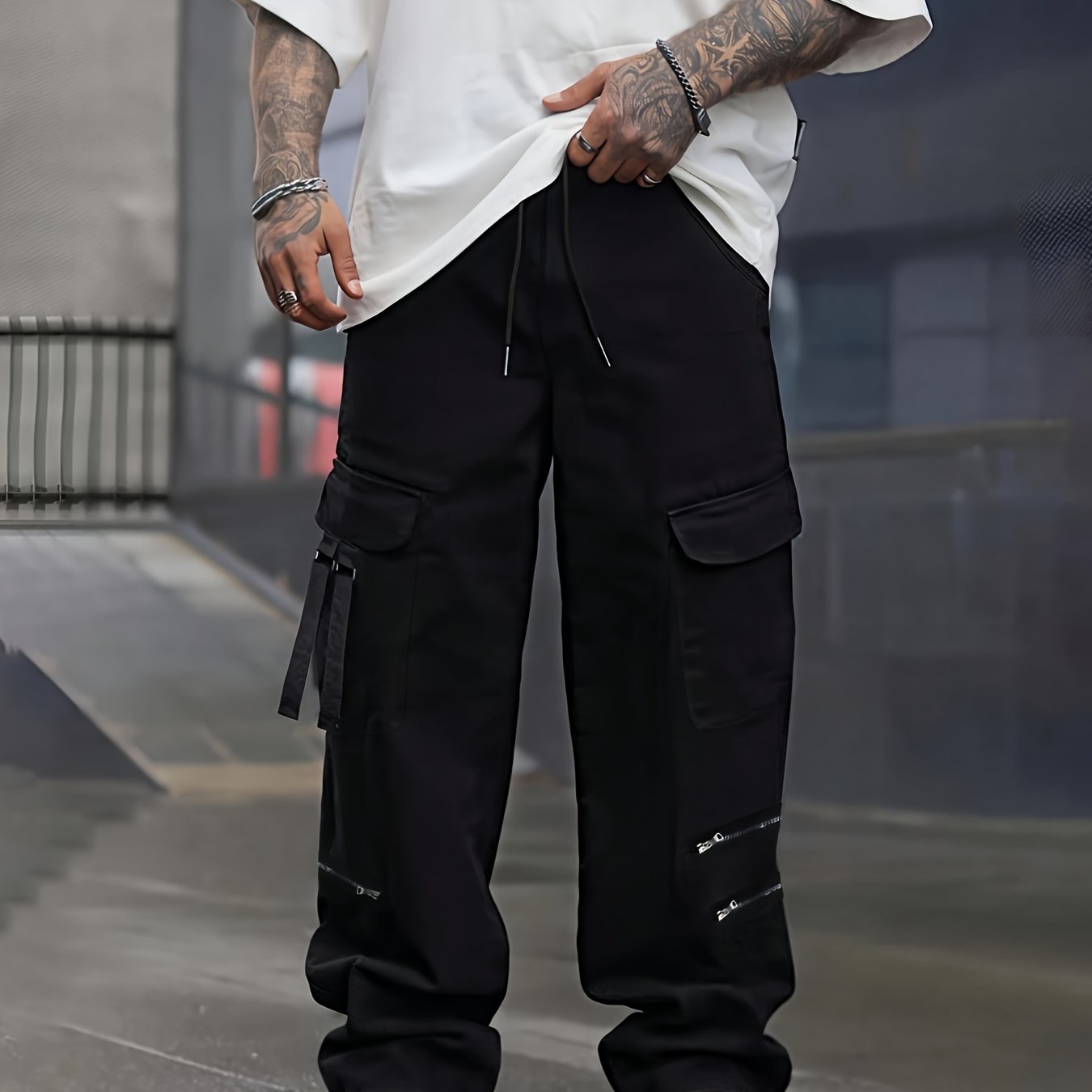 E-shop Herren Arbeitshose Lässige Passform Outdoor Herren Freizeit Sport Hose Bequem Mehrere Reißverschluss Gerades Bein Lange Hosen