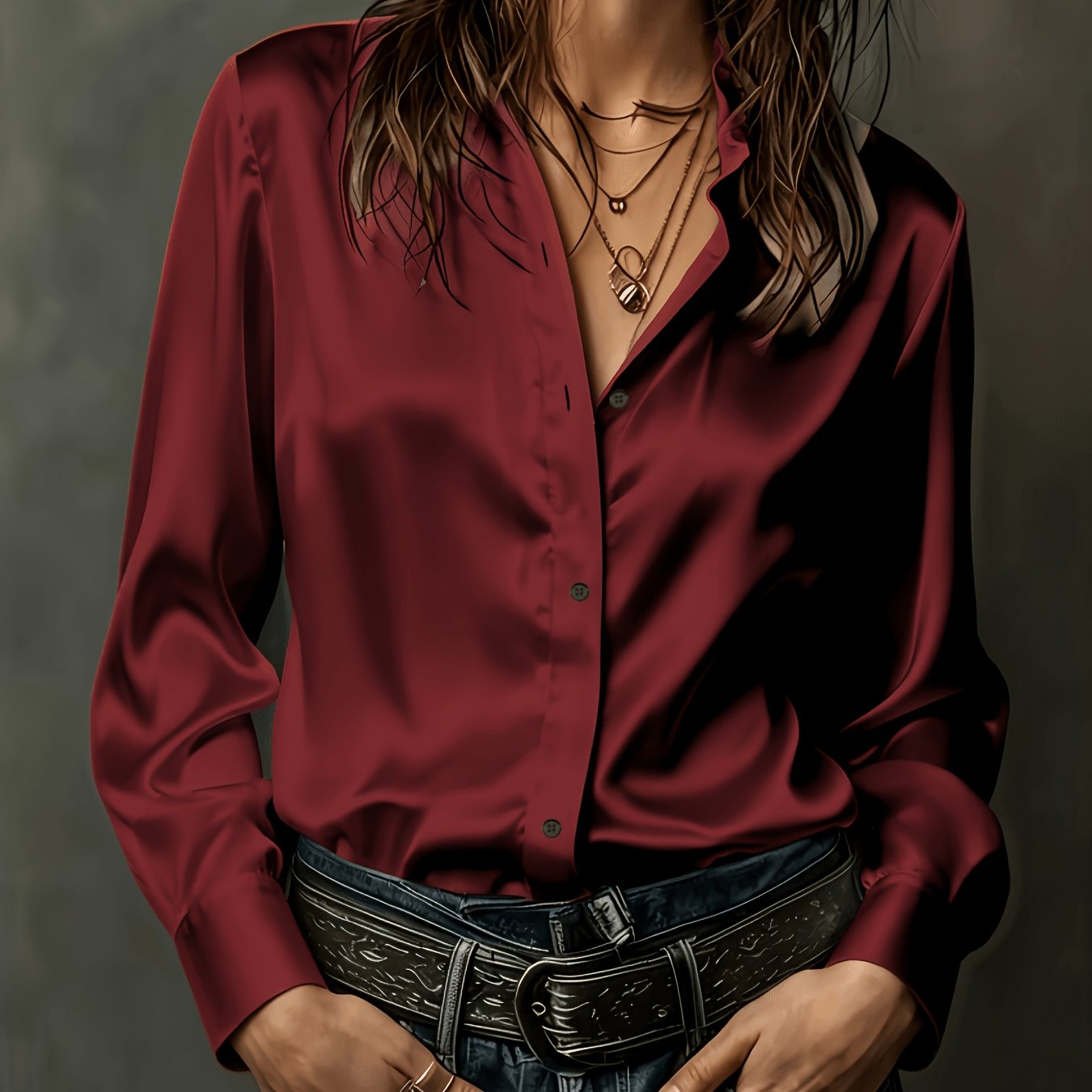TEMU Women's Commuter Satin Shirt