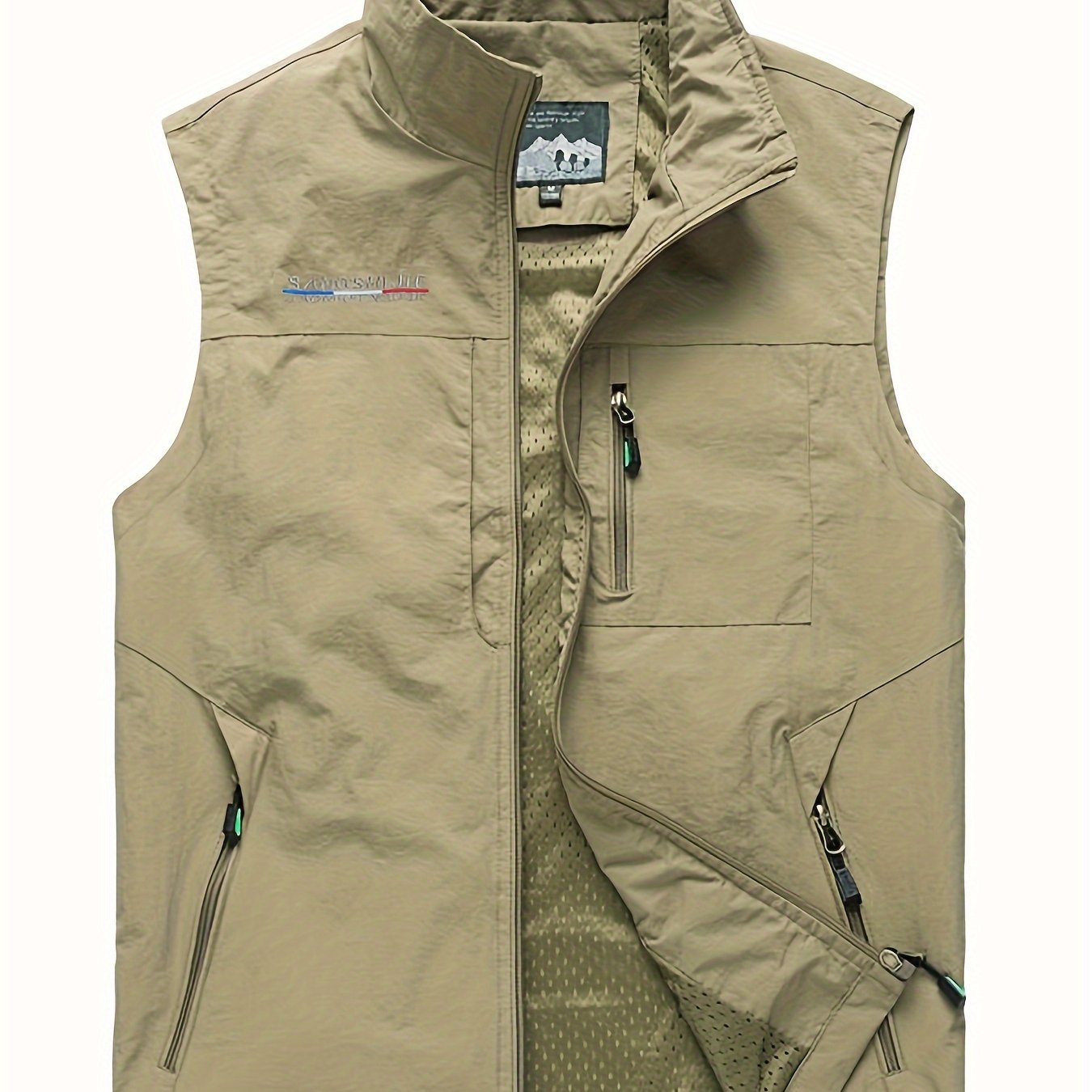 Zipper Pockets Cargo Vest Men's Casual Outwear Stand Collar - Temu