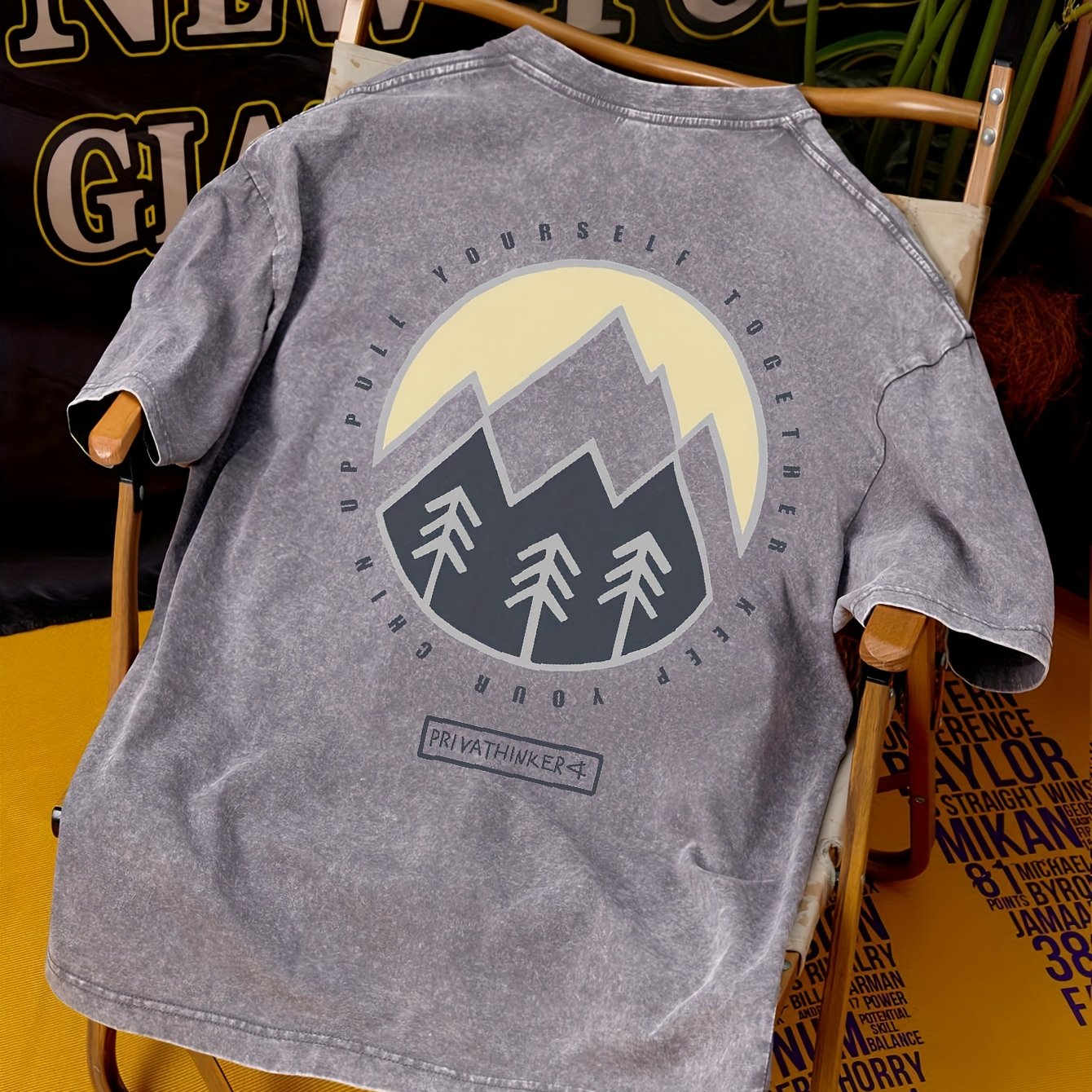 Image of Print T-shirts For Men Heavyweight Washed Casual Short Sleeve Unisex 100% Dense Cotton Male Tees Oversize For Man Streetwear