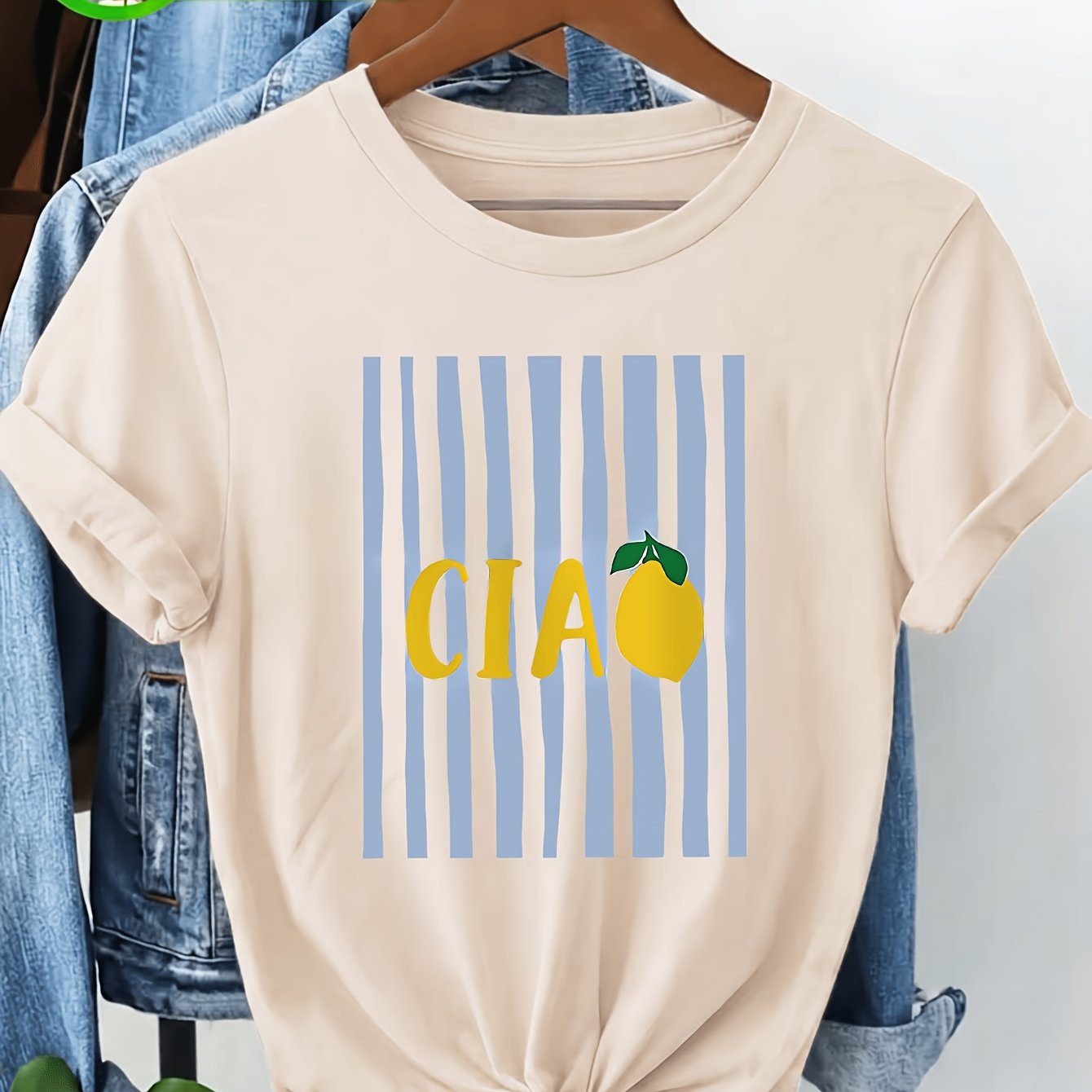 Women's T-shirt, "" Lemon Striped Graphic Casual Top