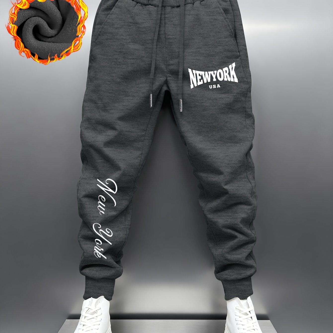 TEMU Print Pattern Men's Thick Comfortable Sweatpants Men's Fashion Elastic Fabric Sports Men's Casual Pants Men's Trendy Thick Men's Trousers Men's