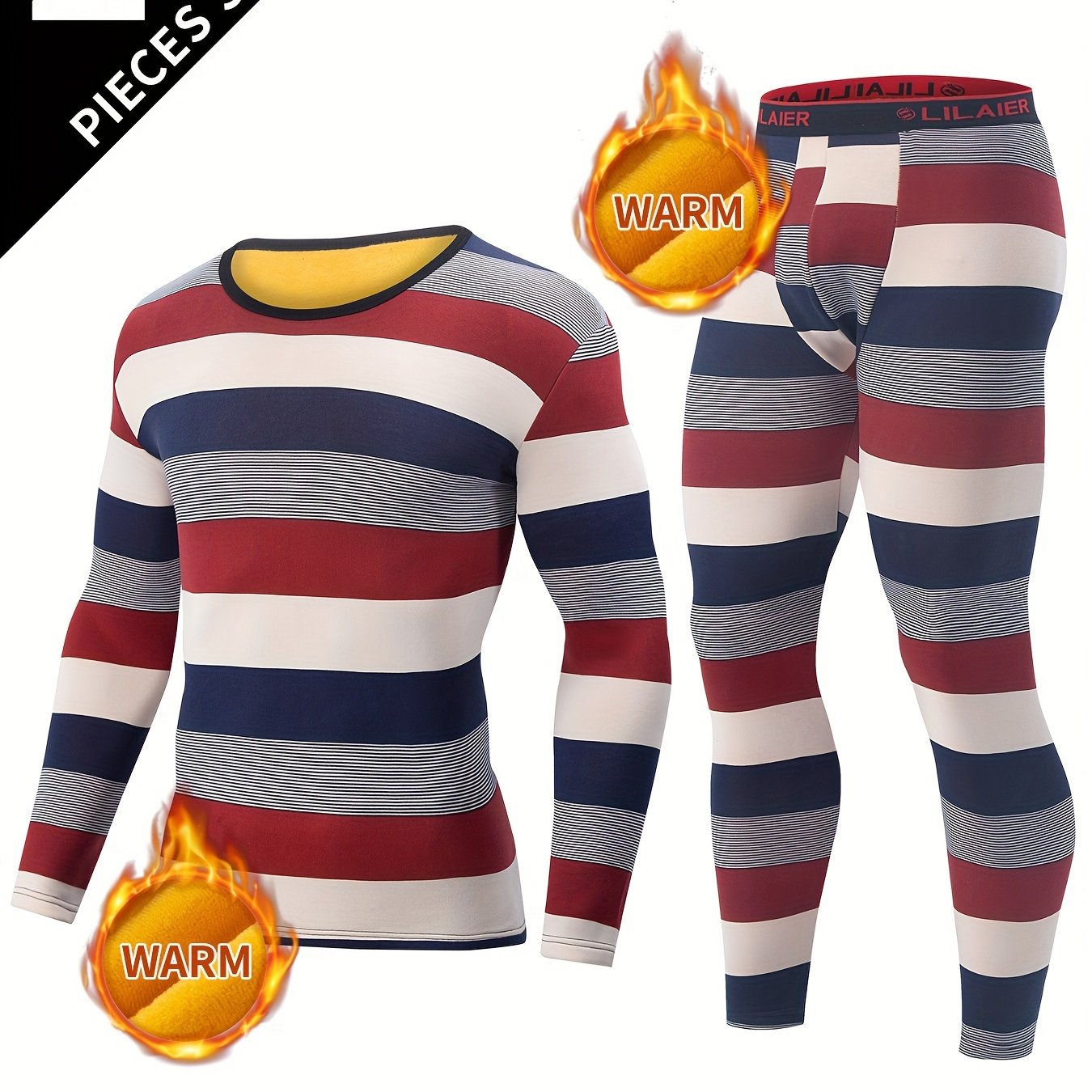 TEMU 2pcs Men's Thermal Underwear Set, Autumn Winter Long Johns And Pants, Adult And Teen Crew Neck Underwear Set