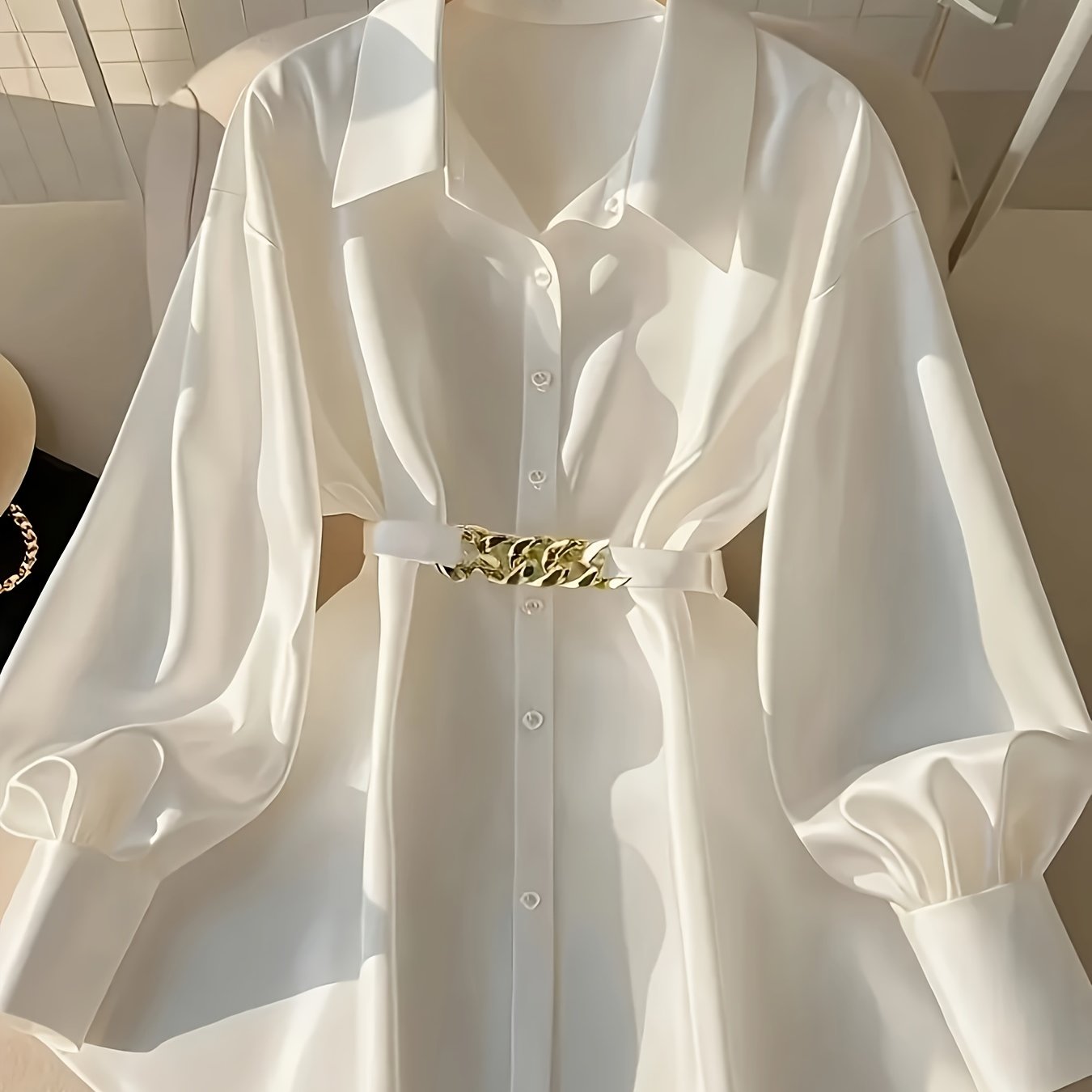 TEMU Pull décontracté ample à col unique et ceinture pour femmes, style élégant , hauts tendance pour et