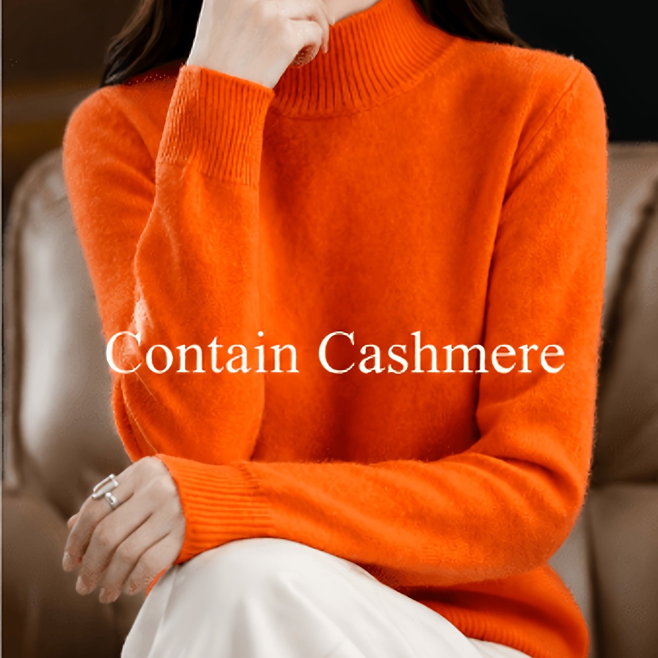 TEMU Cashmere New Autumn And Winter Women's Sweater With Half-high Collar, Long Sleeves, Loose Fit, Versatile Pullover Knitwear