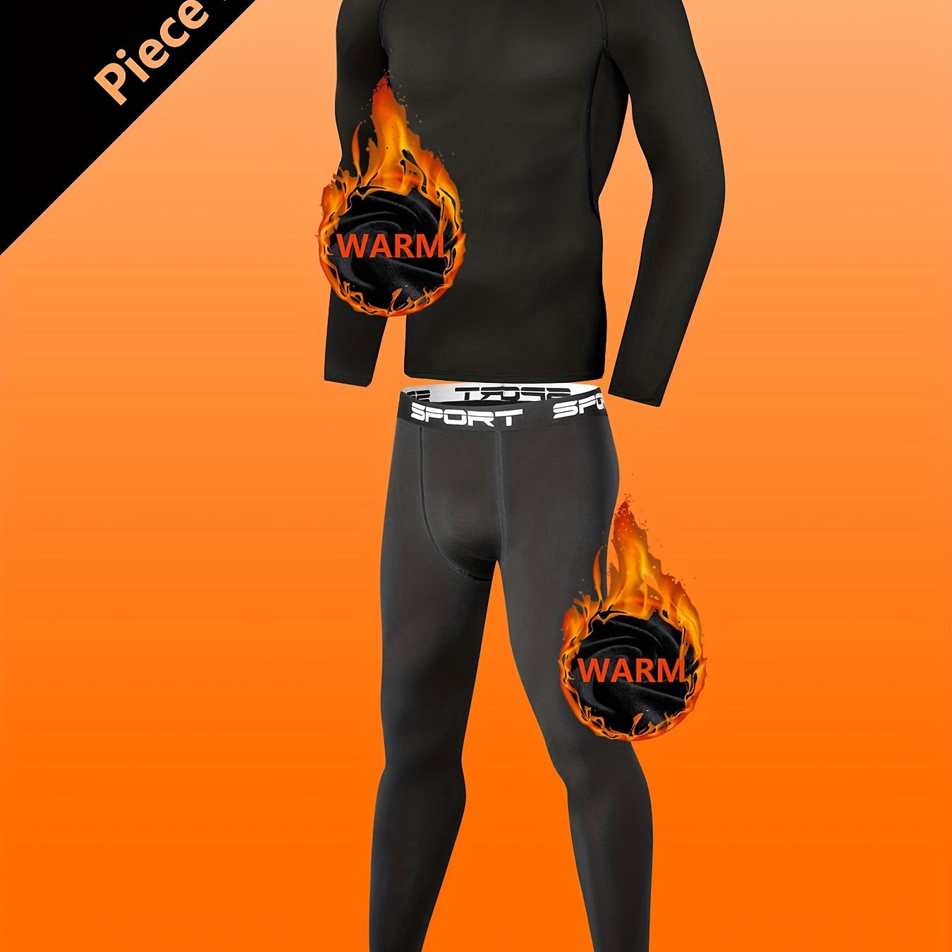 TEMU 2pcs Men's Sports Thermal Underwear Set, Suitable For Outdoor Base Layer Wear During Running, Fitness, Basketball, Skiing, Hiking, Trekking, And