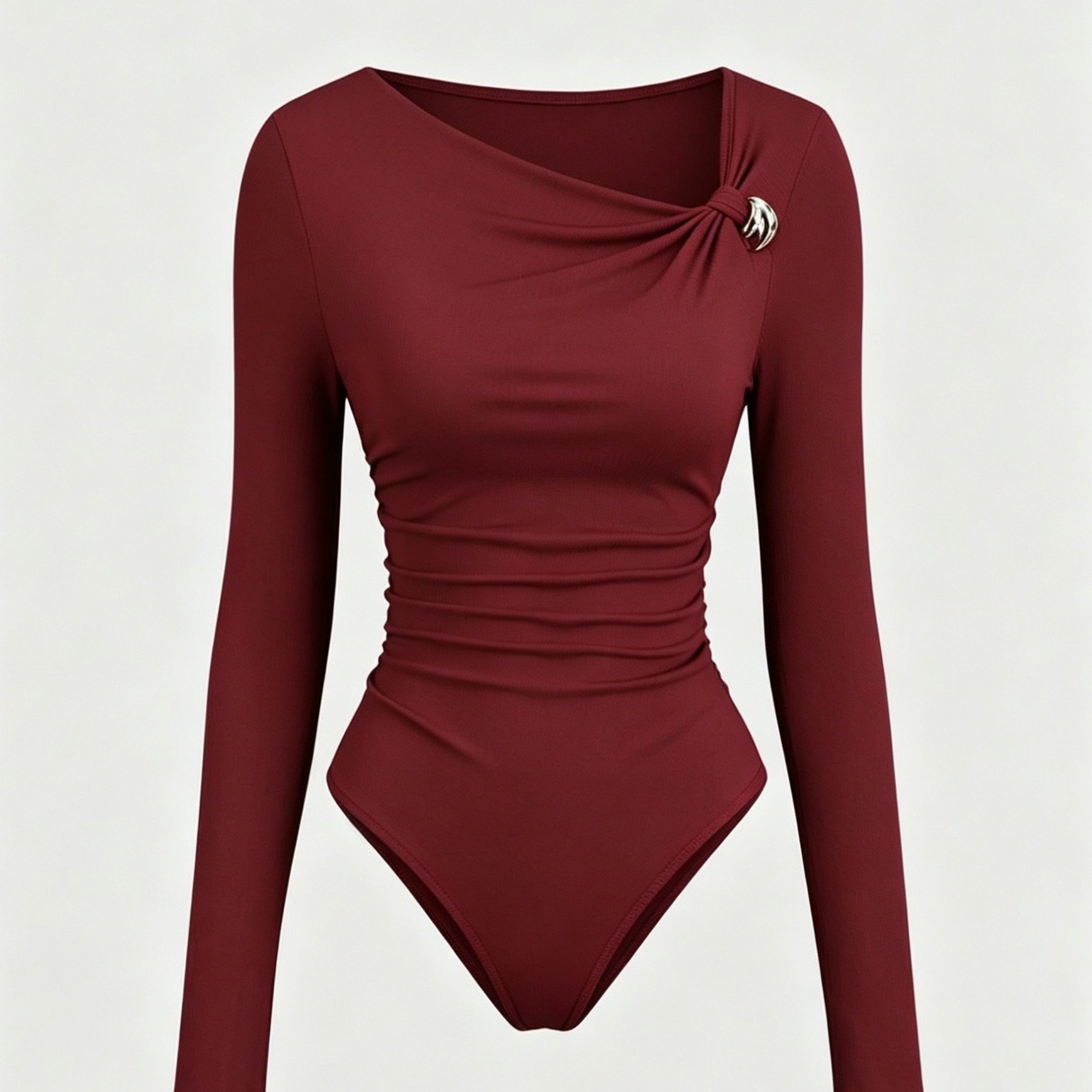 TEMU Body col ras du cou pour femme de style américain rétro - Manches longues pour /hiver - Convient à toutes les morphologies | Body lavable en