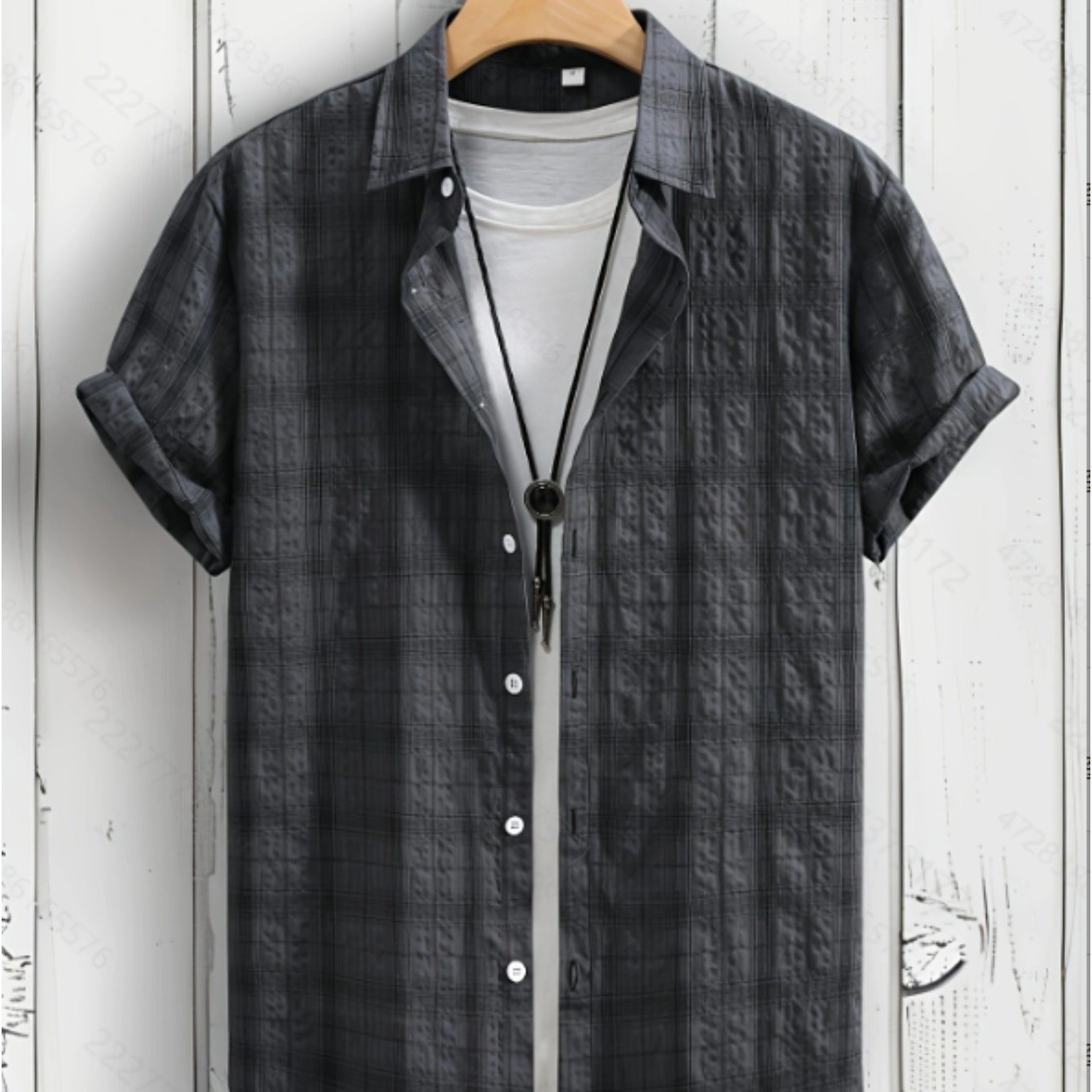 Image of Spring And Autumn Men's Fashion Casual Comfortable Short Sleeve Button- Shirt, Chinese Size, Please Check The Size Guide