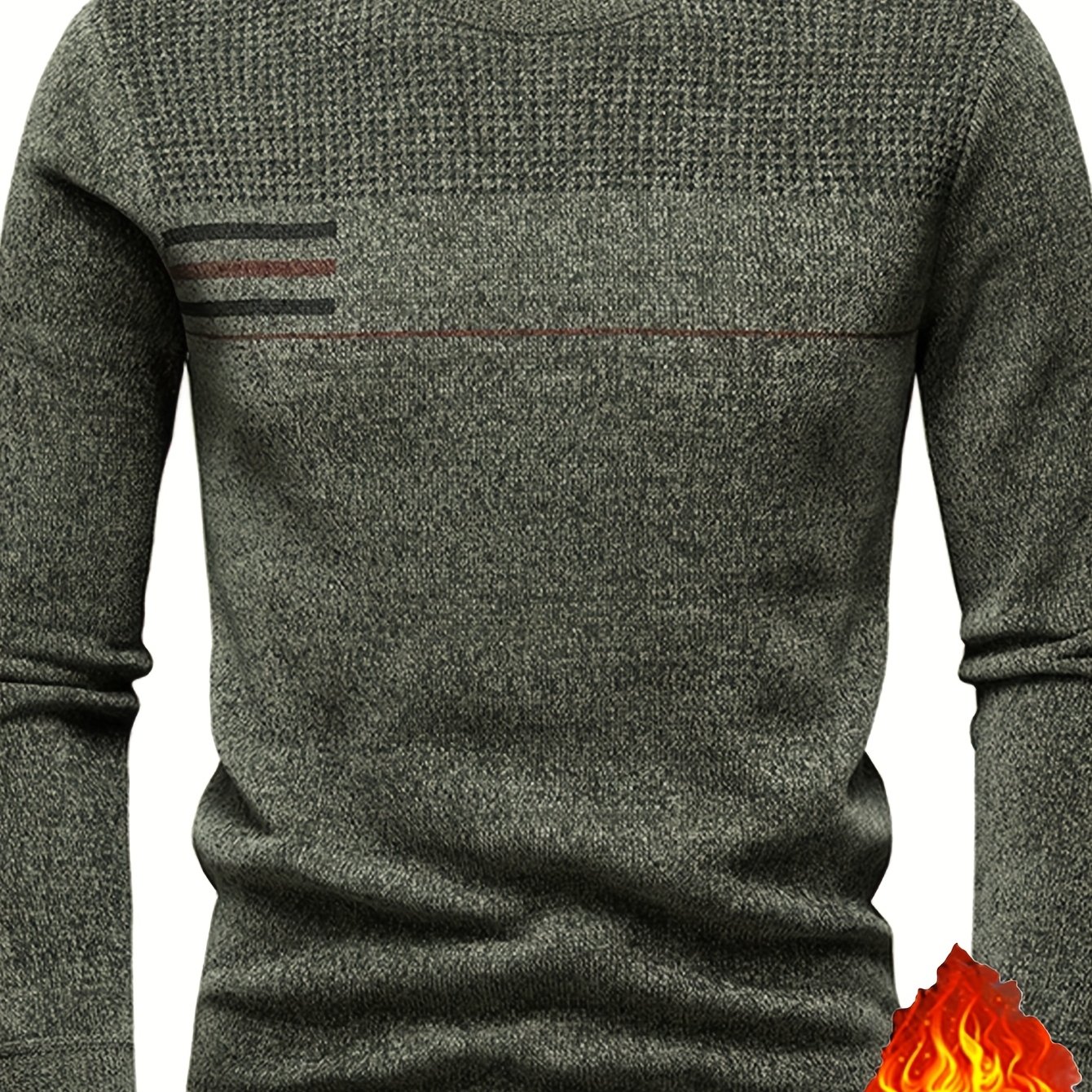 TEMU Nieuwe herfst/winter trui voor heren met lange mouwen en ronde hals, designer horizontaal gestreepte verdikte chenille, zachte warme