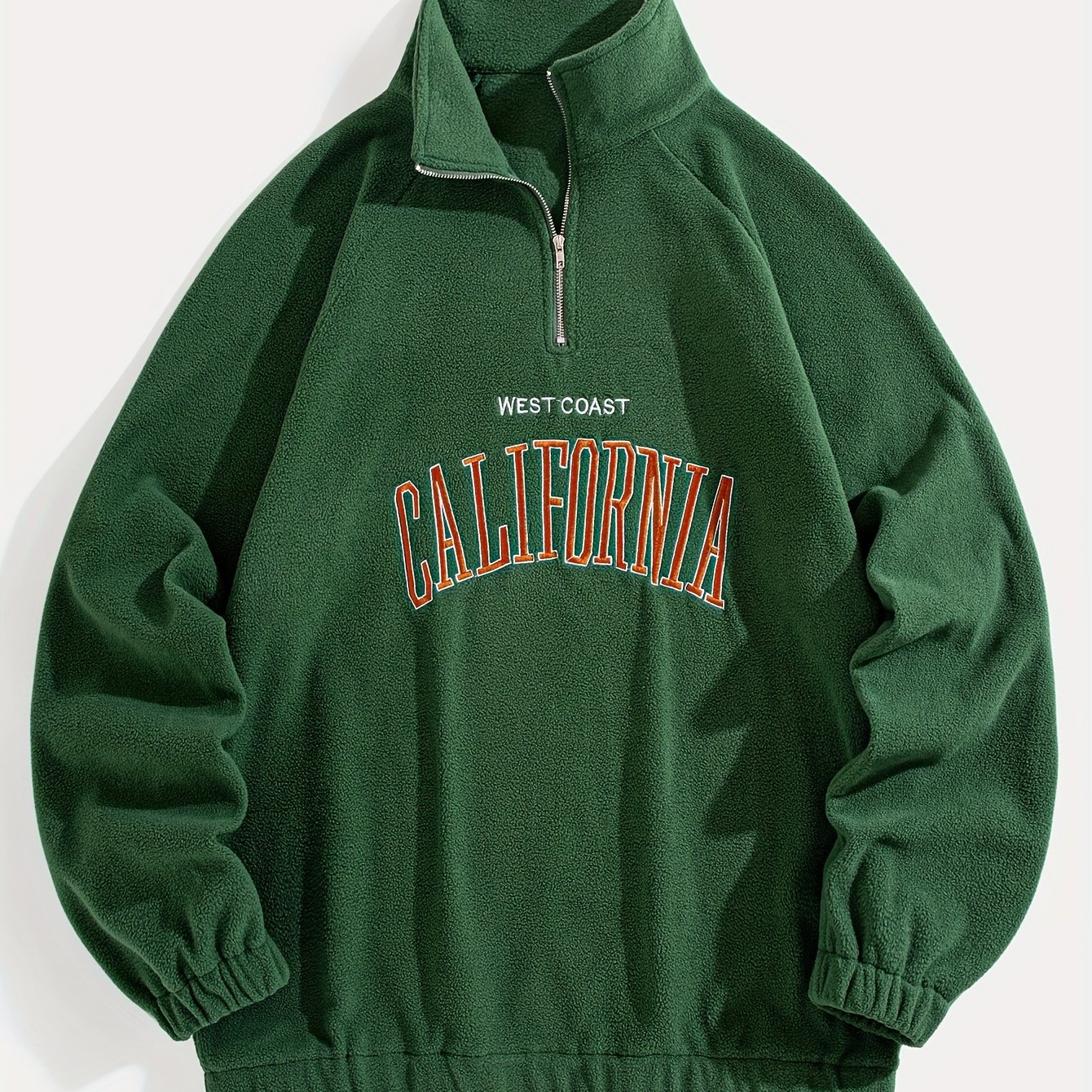 E-shop Gefütterter, bestickter, mittlerer Stehkragen-Reißverschluss-Pullover, warmes Sweatshirt
