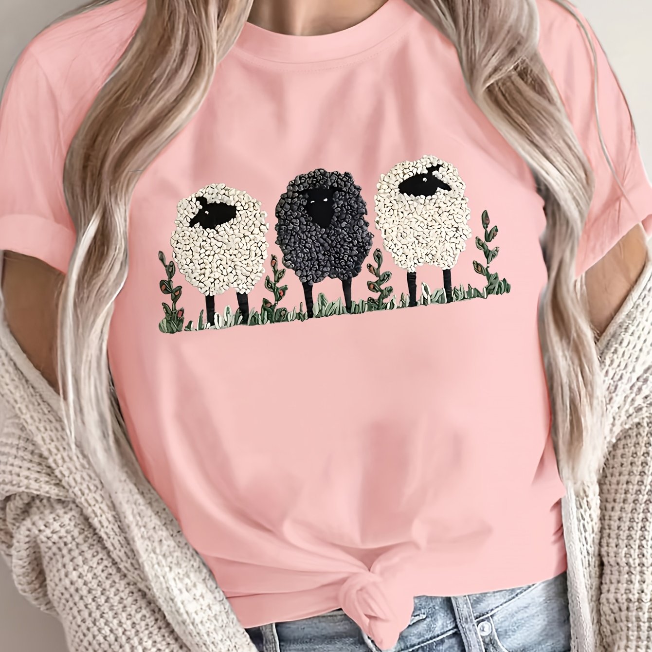 TEMU Plus Size Letter Print T-shirt, Short Sleeve Crew Neck Casual Top For Summer And Spring, Women's Plus Size Clothing