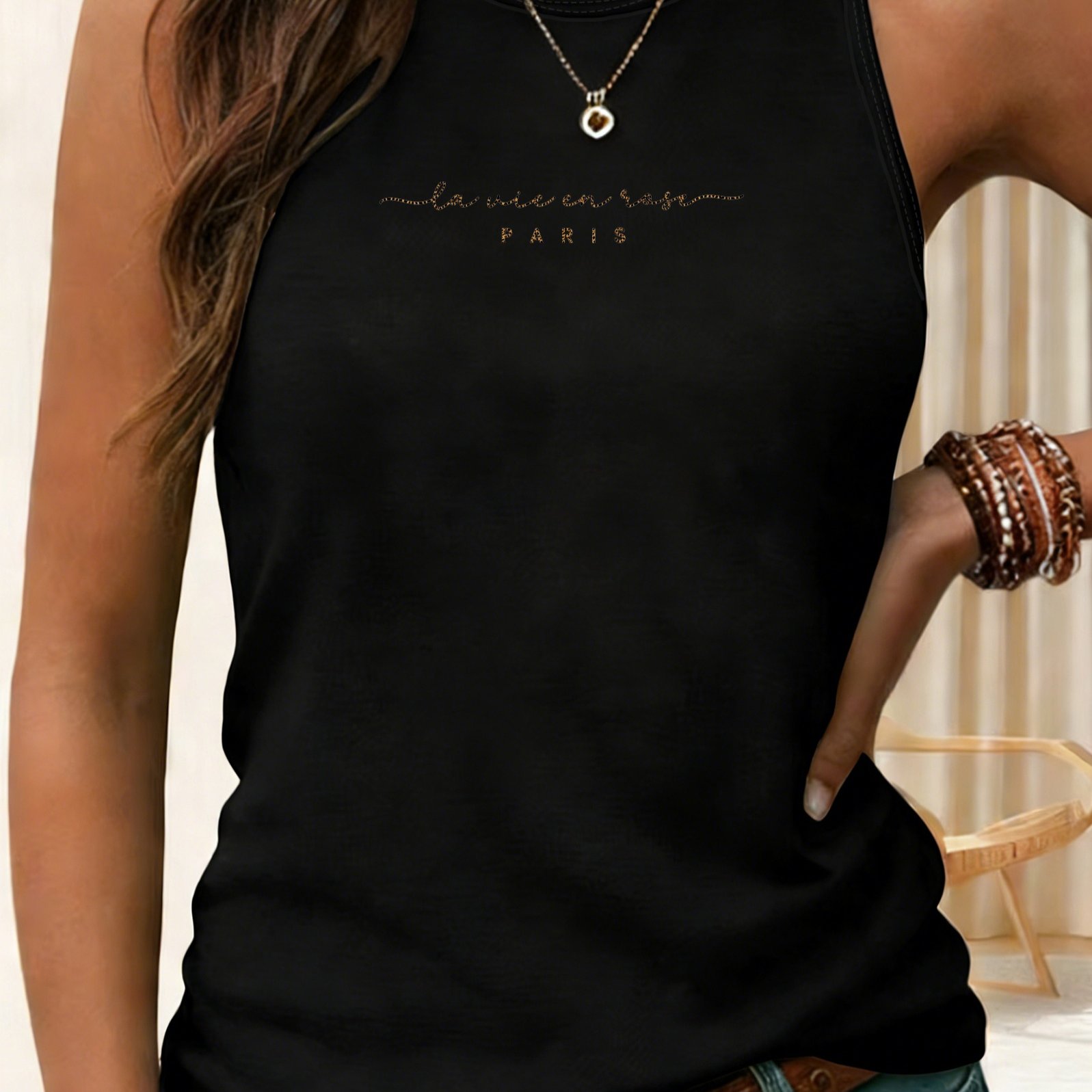 TEMU Y2k Women's Sleeveless Tank Top, Casual And Fashionable, Women's Spring/summer Casual Sportswear, Sizes S, M, L, Xl, Xxl 6324