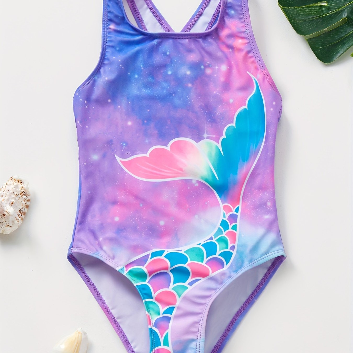 Image of Mermaid Tail Swimsuits 1pc Bathing Suits With Mermaid Tail Fins - High-elasticity Fit Round Neck Fish Scale Suit For Competitive & Swimming, Machine Washable For