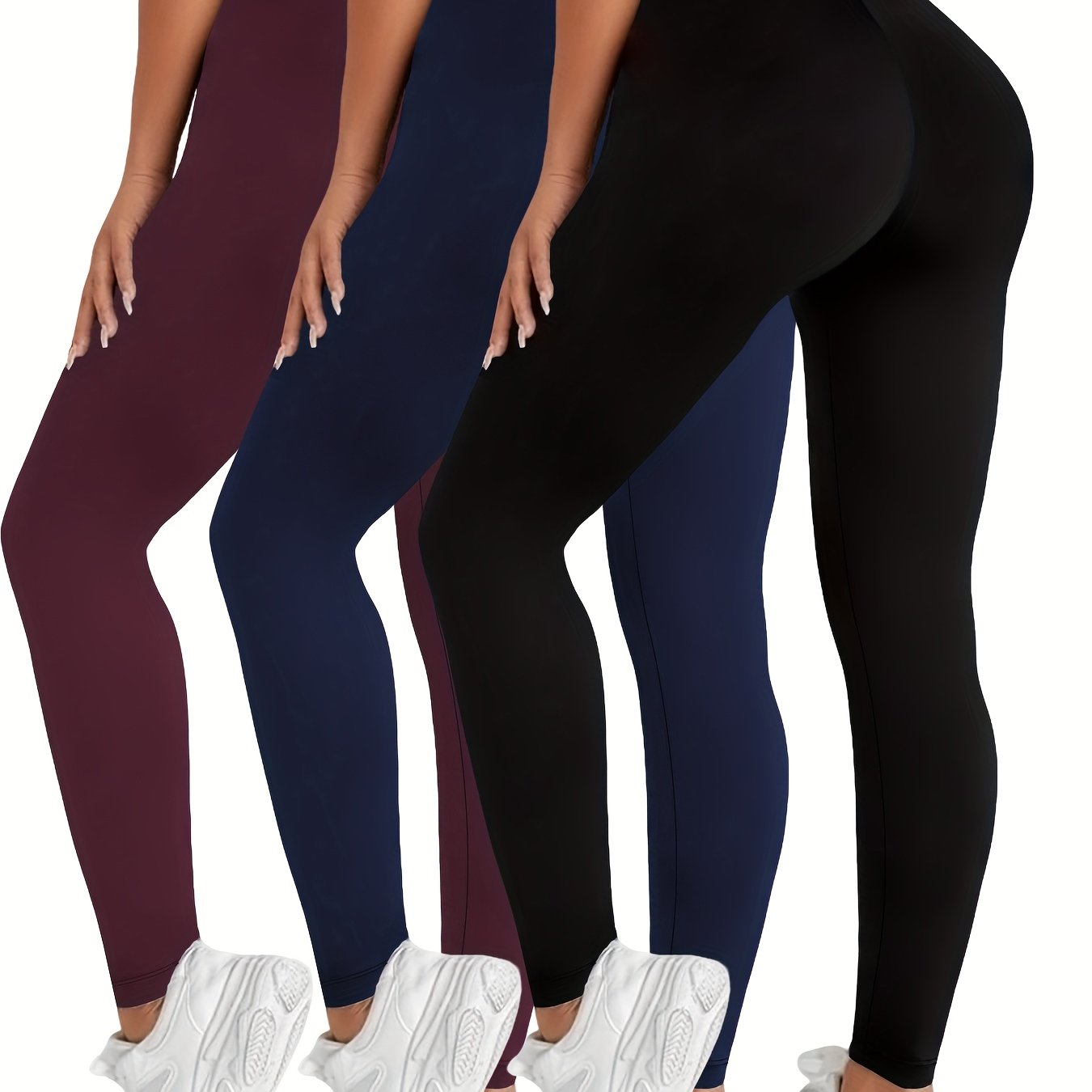 TEMU Pack de 3 Leggings Super Suaves y Elásticos para Mujer, Pantalones Deportivos Completo, No Transparentes para Entrenamiento, Running o Yoga al