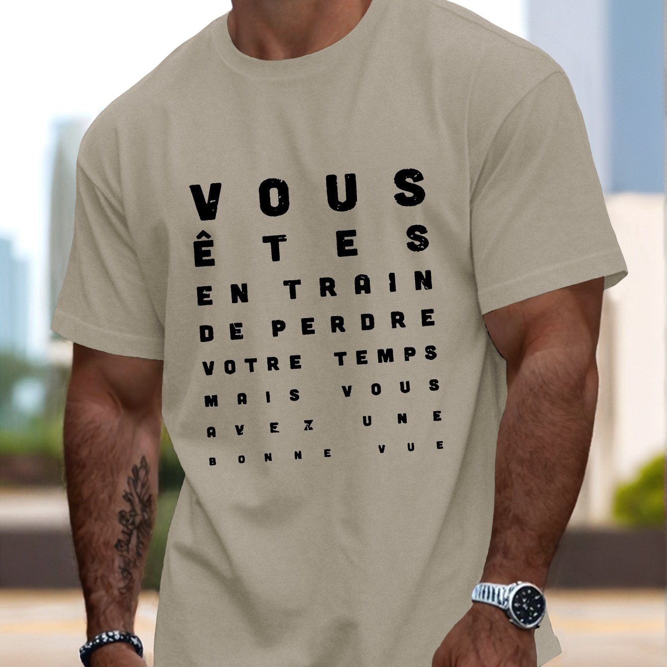 TEMU T-Shirt Homme avec Française - Slogan "Compatible pour" & Impression Français, Haut Décontracté Col Rond pour l'Été, Tee-Shirt Humoristique
