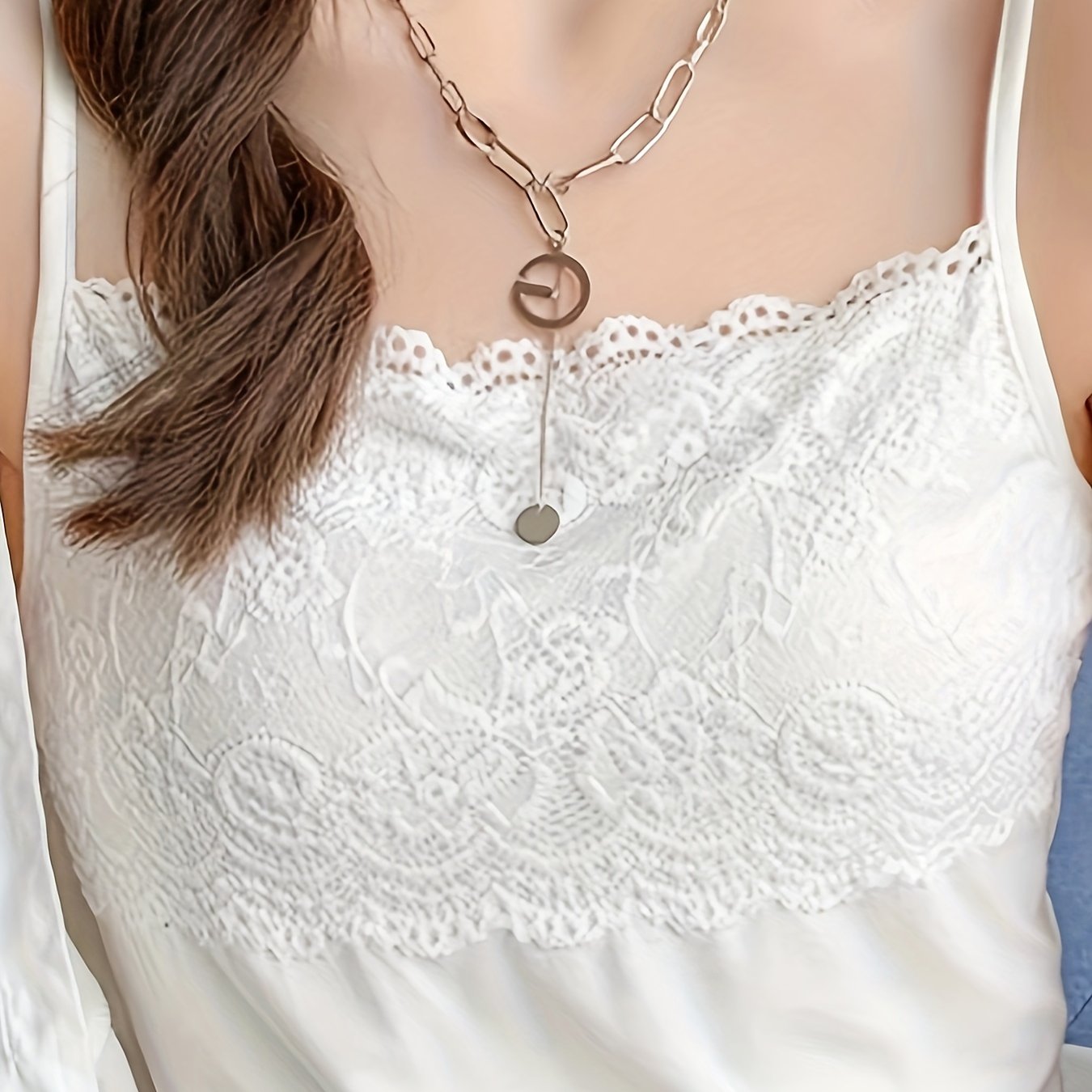 Image of One-piece Lace Camisole Women's Summer Sleeveless Slim Fit With Bottoming Shirt Women's Blouse Women's Vest