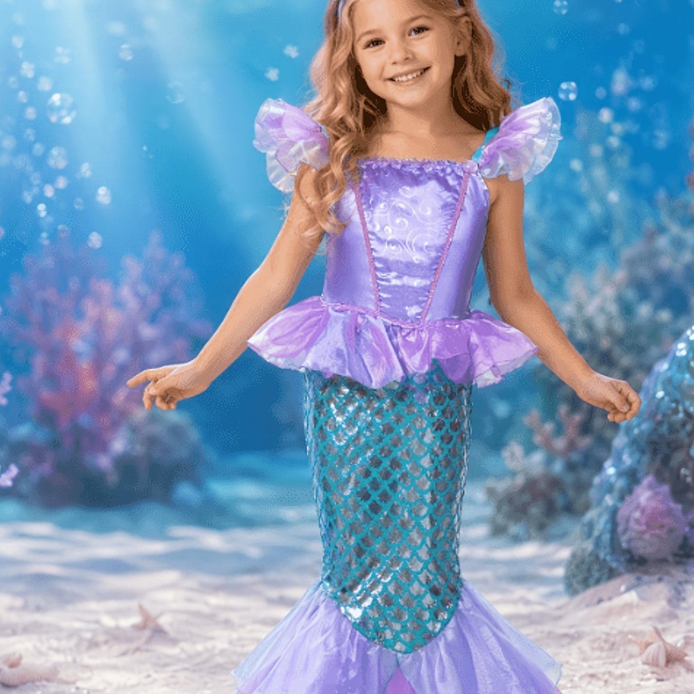 Image of Uhnice Girls' Princess Dress With Puff Sleeves, Stylish Birthday Party Gown