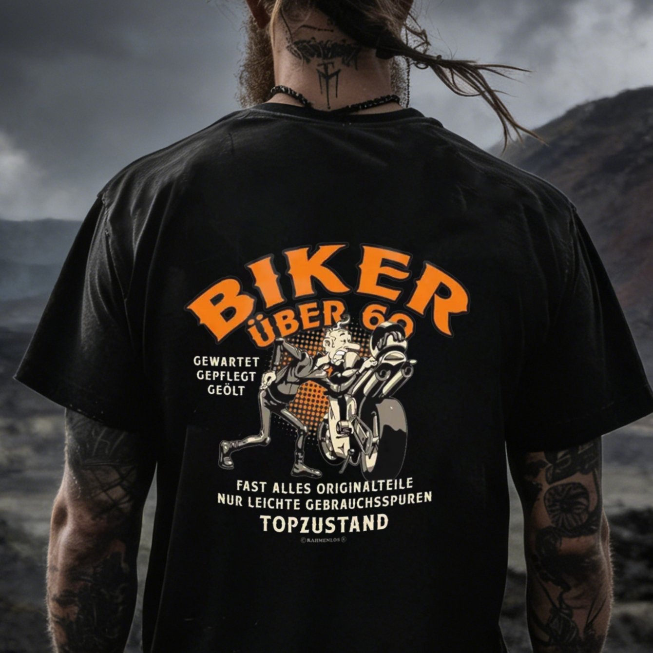 Image of Biker T Shirt Black Biker 62 Graphic With Motorcycle And Text For Outdoor Adventure And Motorbike Enthusiasts, Plus Size
