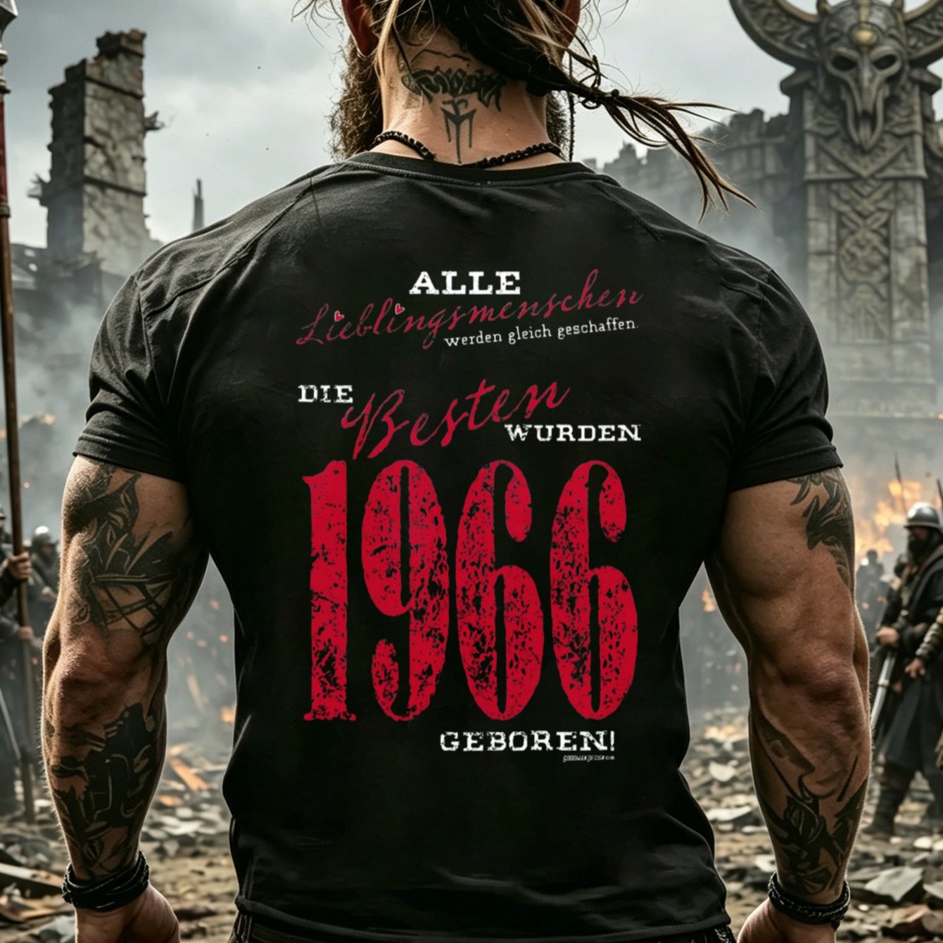 Image of Plus Size Men's T-shirt Black 1966 Birthday Celebration Graphic Print For Casual Wear And Gifts, Plus Size
