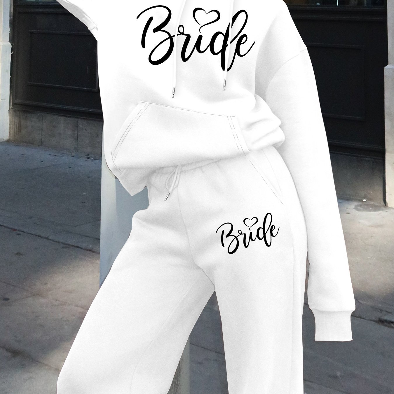 TEMU Graphic Print Two-piece Set, Hoodie And Pants, Women's Clothing