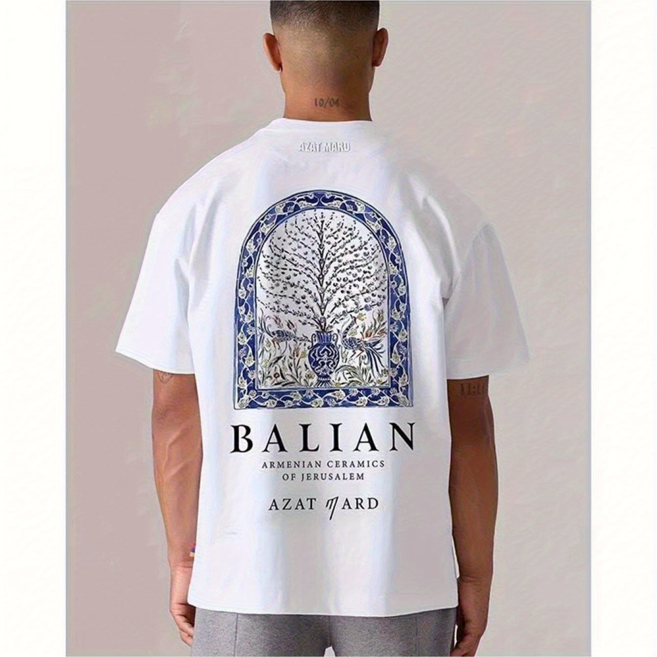 TEMU 2025 New Short Sleeved-shirt Summer Simple Casual Loose Mens Clothing Ins Trendy Mens Top