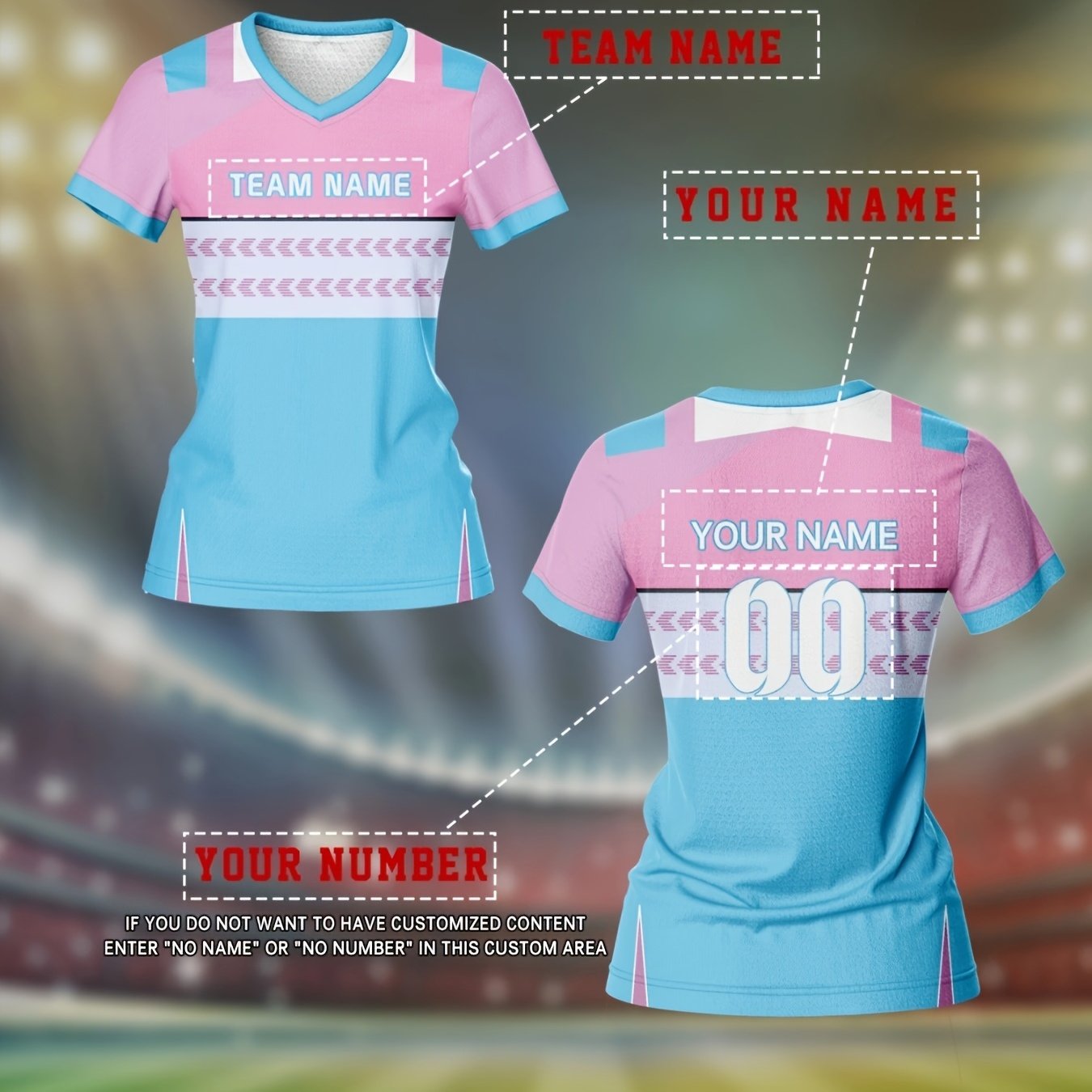 TEMU 2025 Custom Women's V-neck Soccer Jersey - Personalized Name And Number, Breathable Quick-dry Moisture-wicking Fabric, Loose Suitable For And
