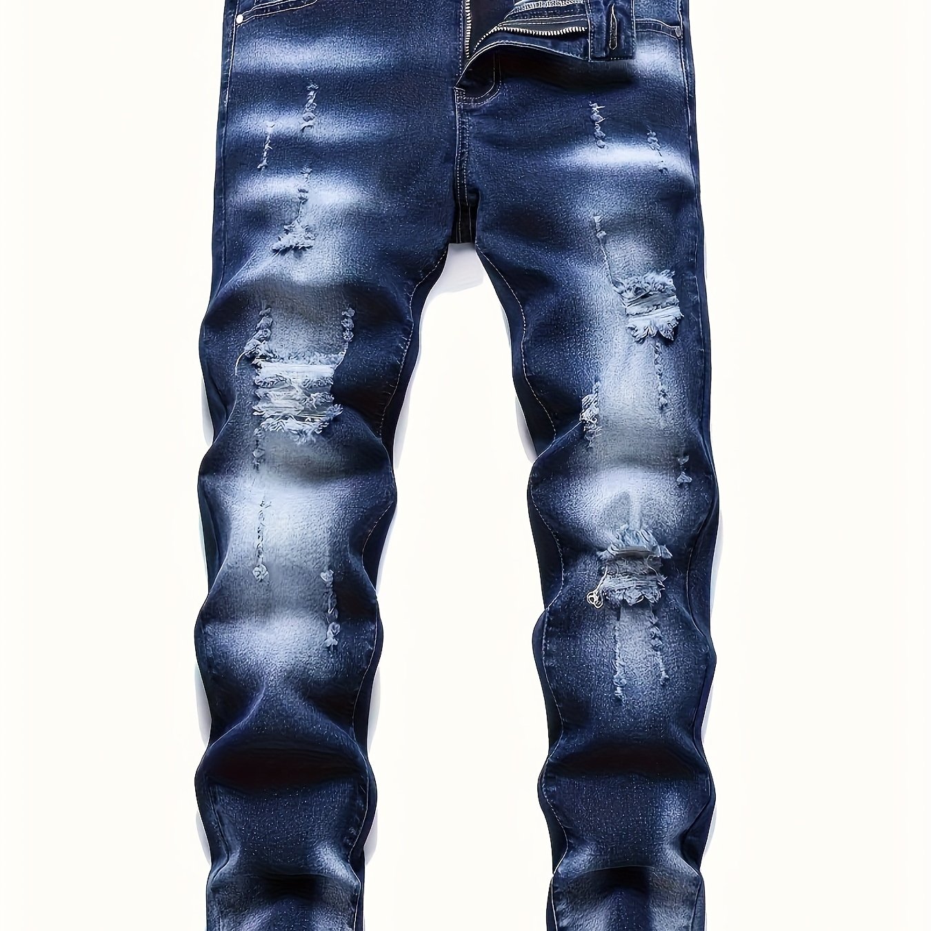 Men's Jeans Ripped Stretch Jeans Fashionable Straight Jeans Men's Clothing