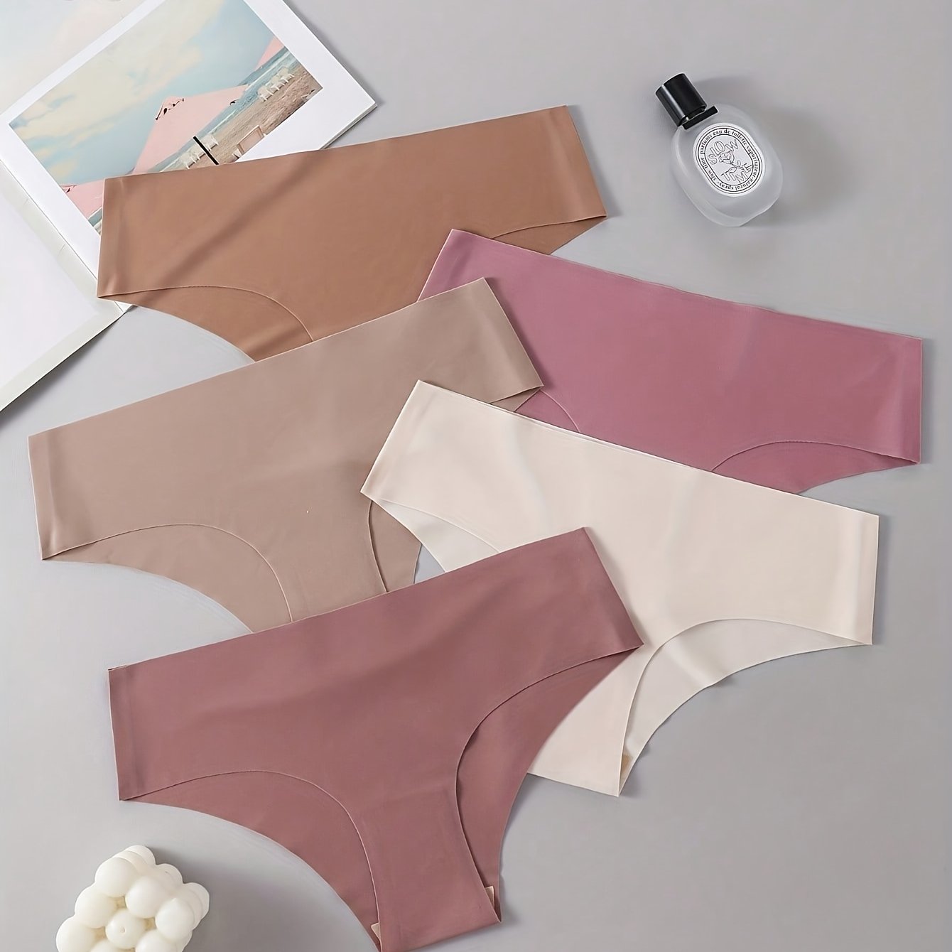 TEMU 5pcs Women's 5pcs Solid Color Brief Underwear - Mid-rise Soft Fiber Panties, Non- Suitable For Daily Wear, Hand Washable Opaque Triangle Briefs,