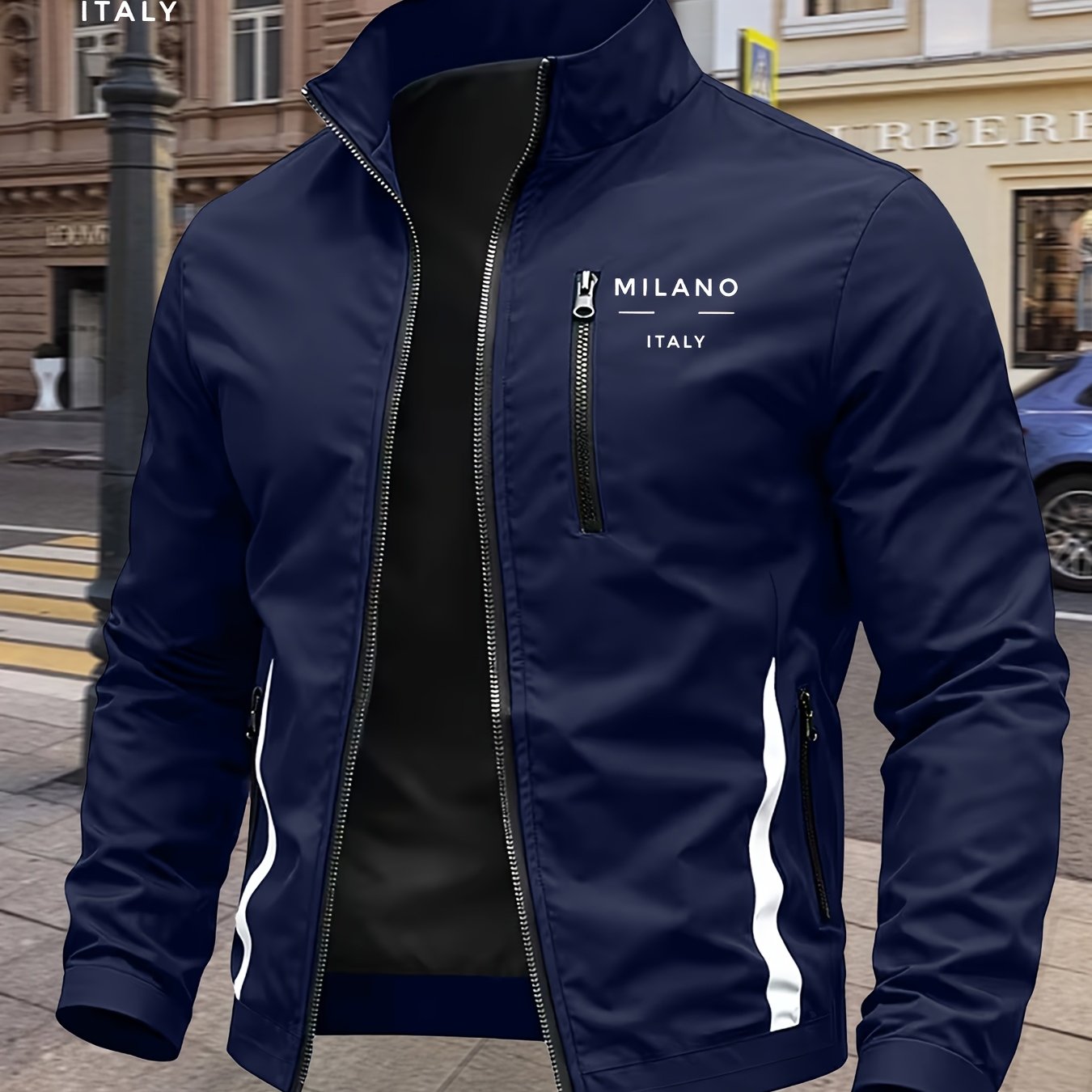 TEMU Men's Outdoor Collar Windbreaker, Material Machine Washable, Milanese Commuter Cargo Jacket
