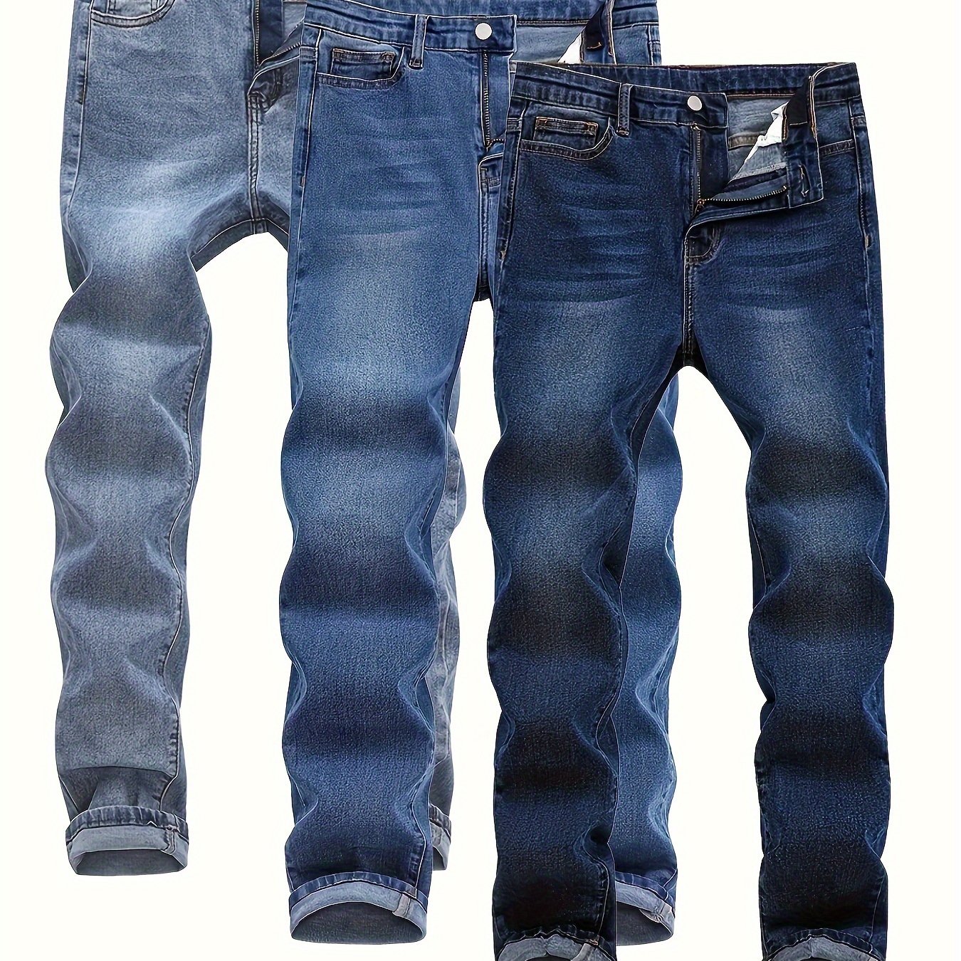 Boys' Basic Casual Straight-leg Jeans 3-pc