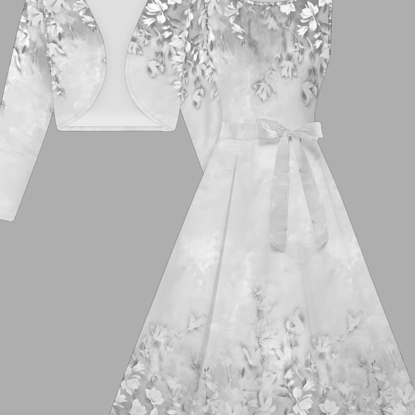 Women's Fashion Dress Set, Floral Print Design, Short Coat And Vest Dress With Belt, Wear, , For Elegant Ladies