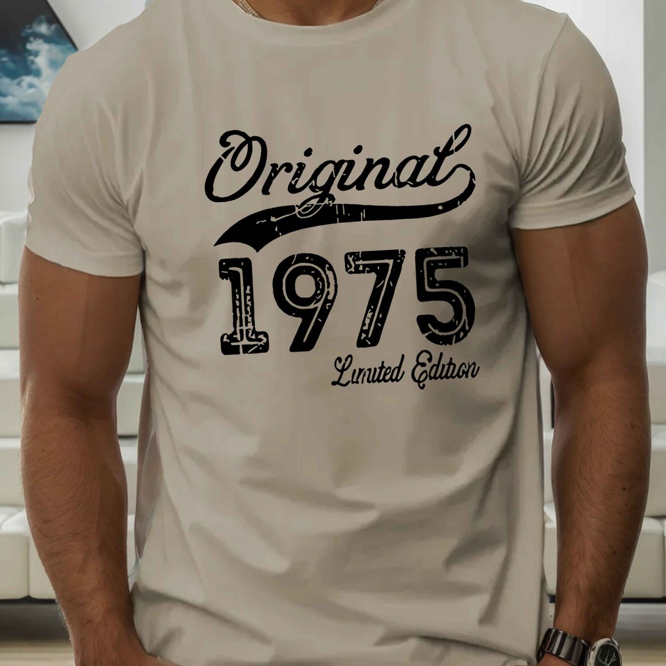TEMU Vintage 1975 Men's Short Sleeve T-shirt Summer T-shirt Top