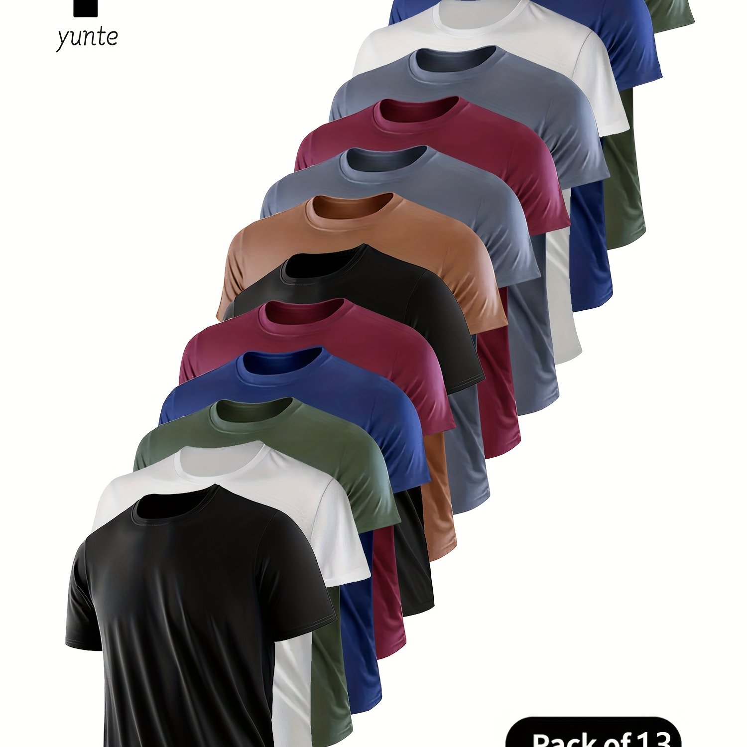 TEMU A Set Of 13 Mixed Color T-shirts In Black, White, Green, Red, Gray, And More, Featuring A Lightweight Design. Quick-dry, Breathable, And