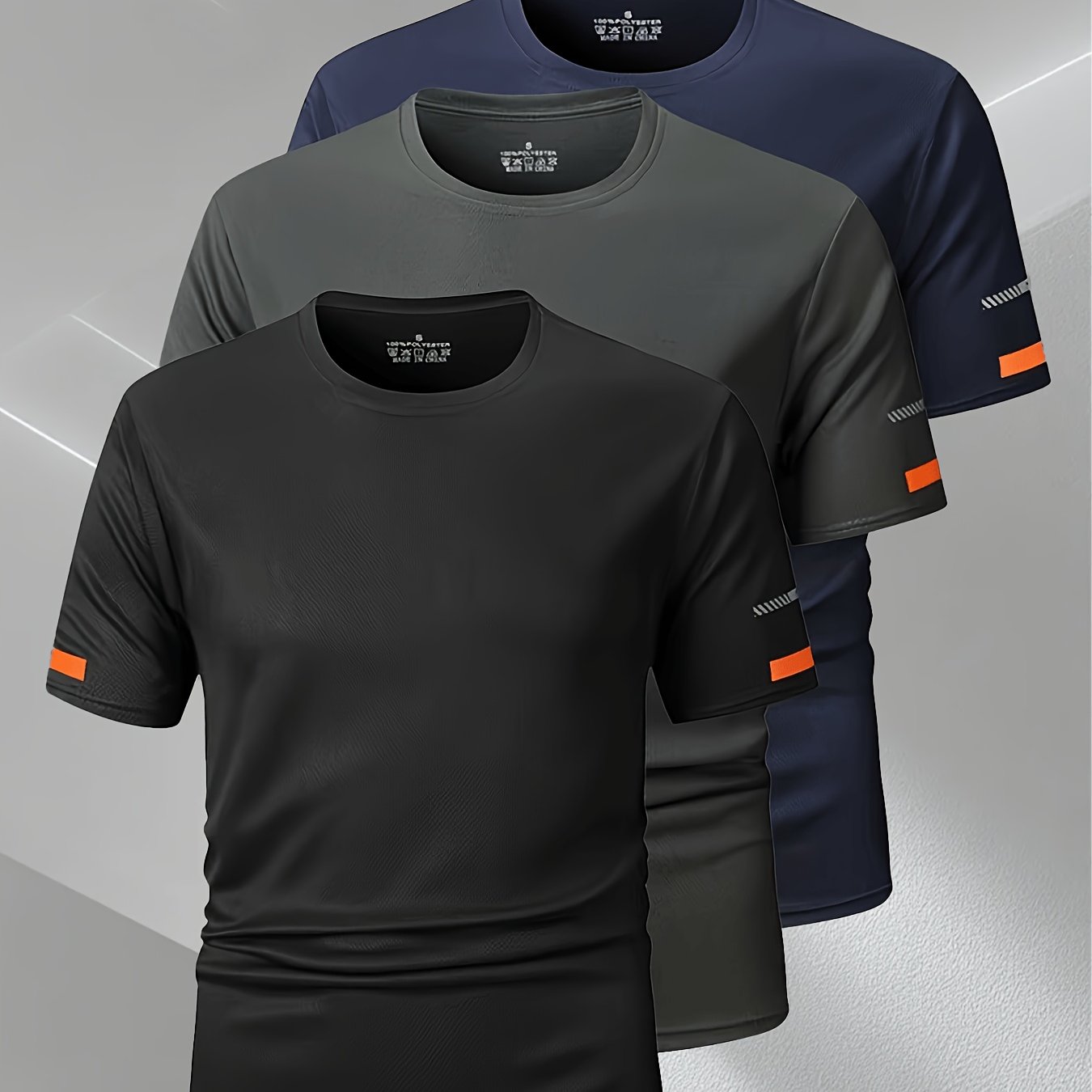 TEMU 3pcs Quick-dry Short Sleeve T-shirt For Men, Summer Breathable Loose- Neck Athletic Fitness