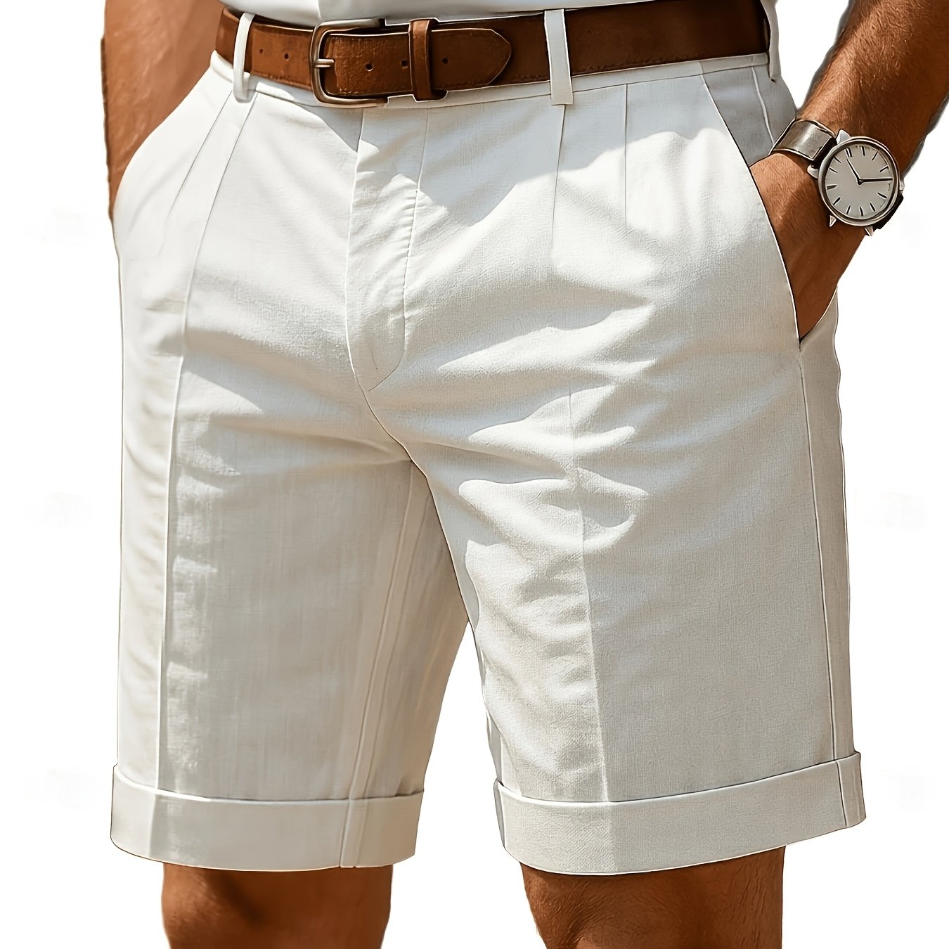 TEMU Men' Casual Light Business Shorts Suit Pants Bermuda