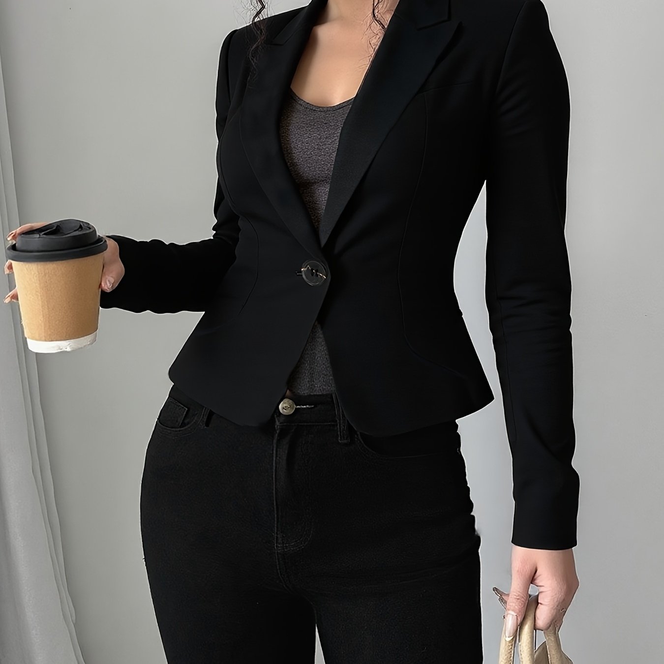 Spring And Autumn Temperament Elegant Commuting Versatile Buttons Ladies Blazer Tops