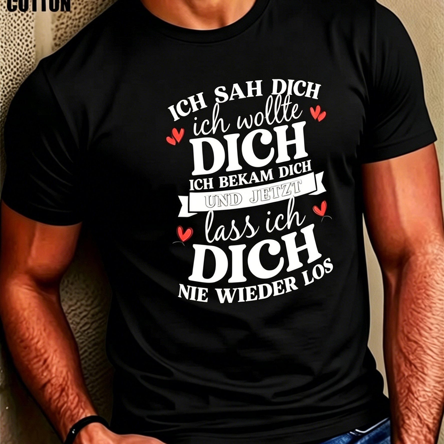 Image of 185g Pure Couple T-shirt Featuring A Quote, , Unisex Fit, Comfortable And Breathable, Perfect For Spring And Summer, An Ideal Gift For Couples