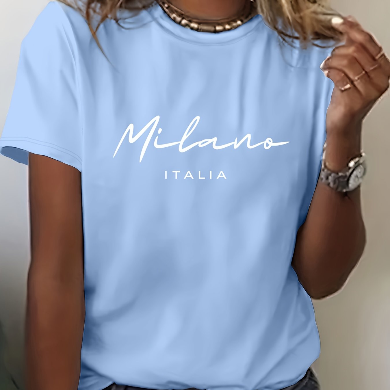 TEMU [xianluomao Direct] 2025 Spring/summer Women's Round Neck T-shirt Fashion Letter Print T-shirt New Short Sleeve Shirt Casual Versatile Simple