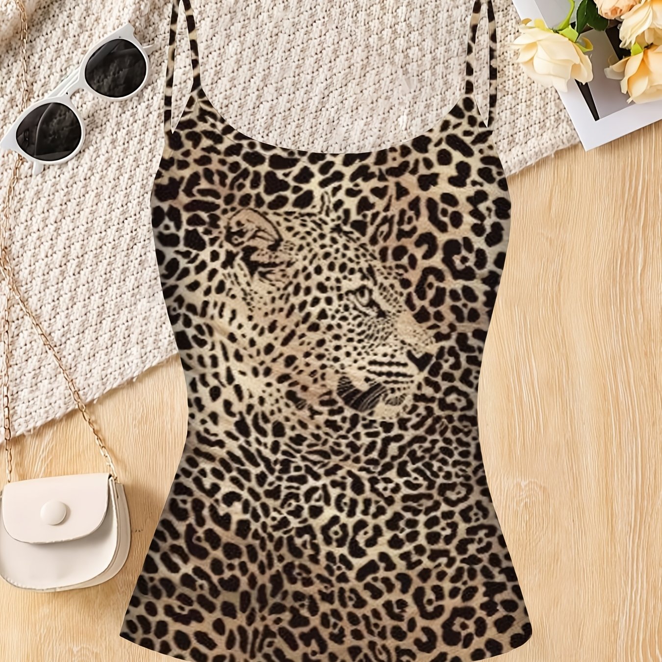 Vintage Style Summer Casual Fitted Women's Tank Top With Adjustable Straps Featuring A Print