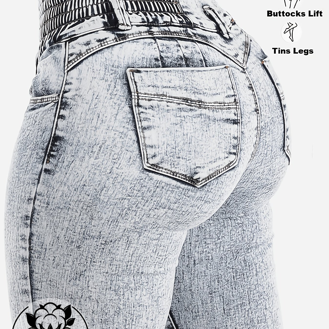 Image of Women's -denim Skinny Jeans: -lifting Pants With Snowflake Denim, Machine Washable - Wear, Casual & For Body Types (no) - Solid Color For Jeans Skirts/hosery