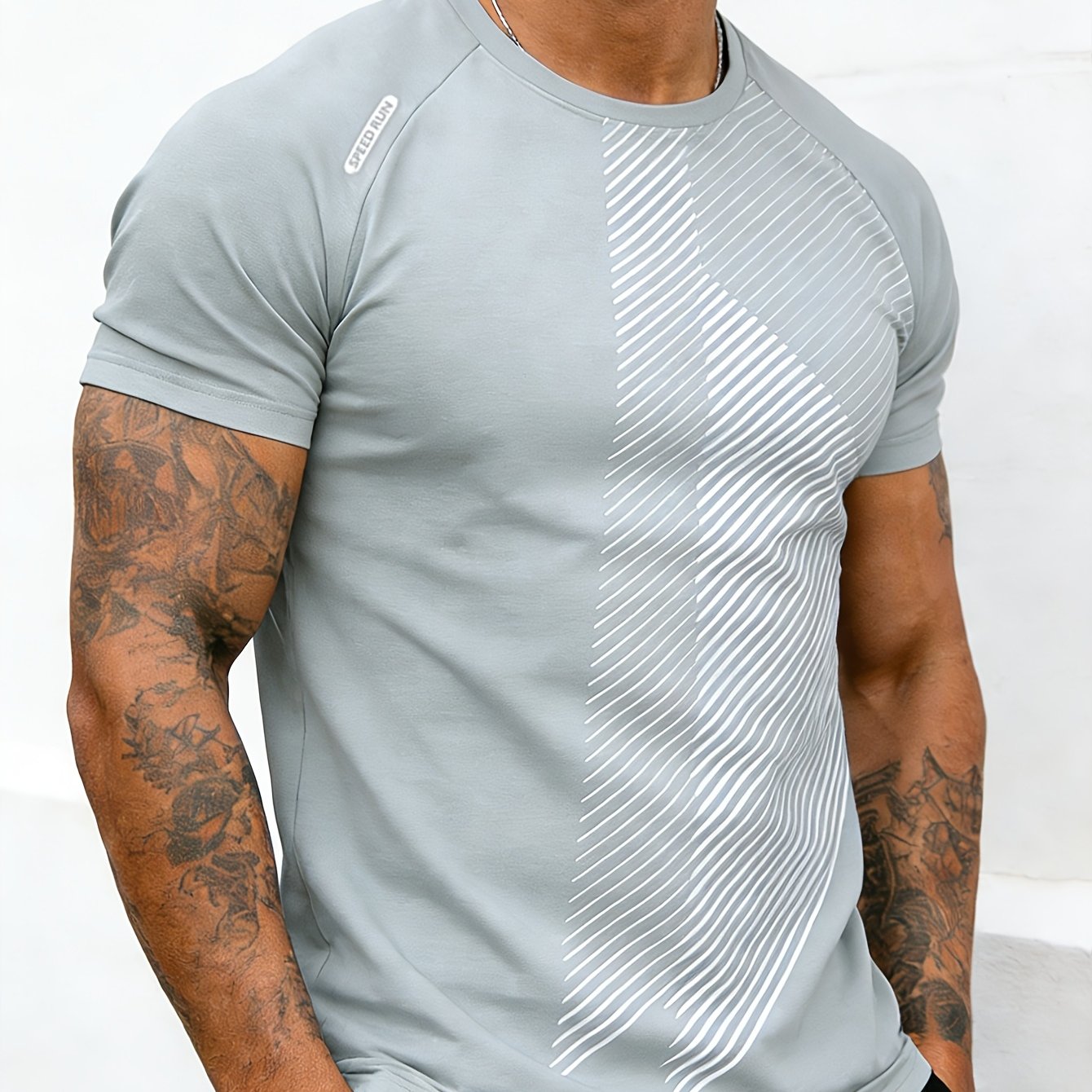 TEMU Men's Summer Lightweight Outdoor Casual Sports Round Neck Short Sleeve Shirt, Quick-dry Breathable Training Fitness T-shirt