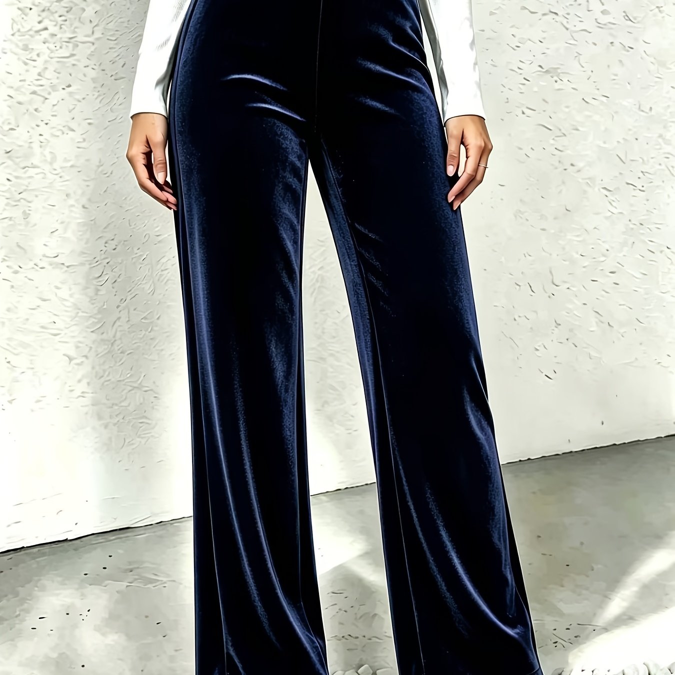 TEMU Pantalon Grande Taille pour Femme en Velours Doré, Taille Haute et Jambe Droite - Pantalon Drapé Ceinture pour la Chaleur Hivernale, Lavable en