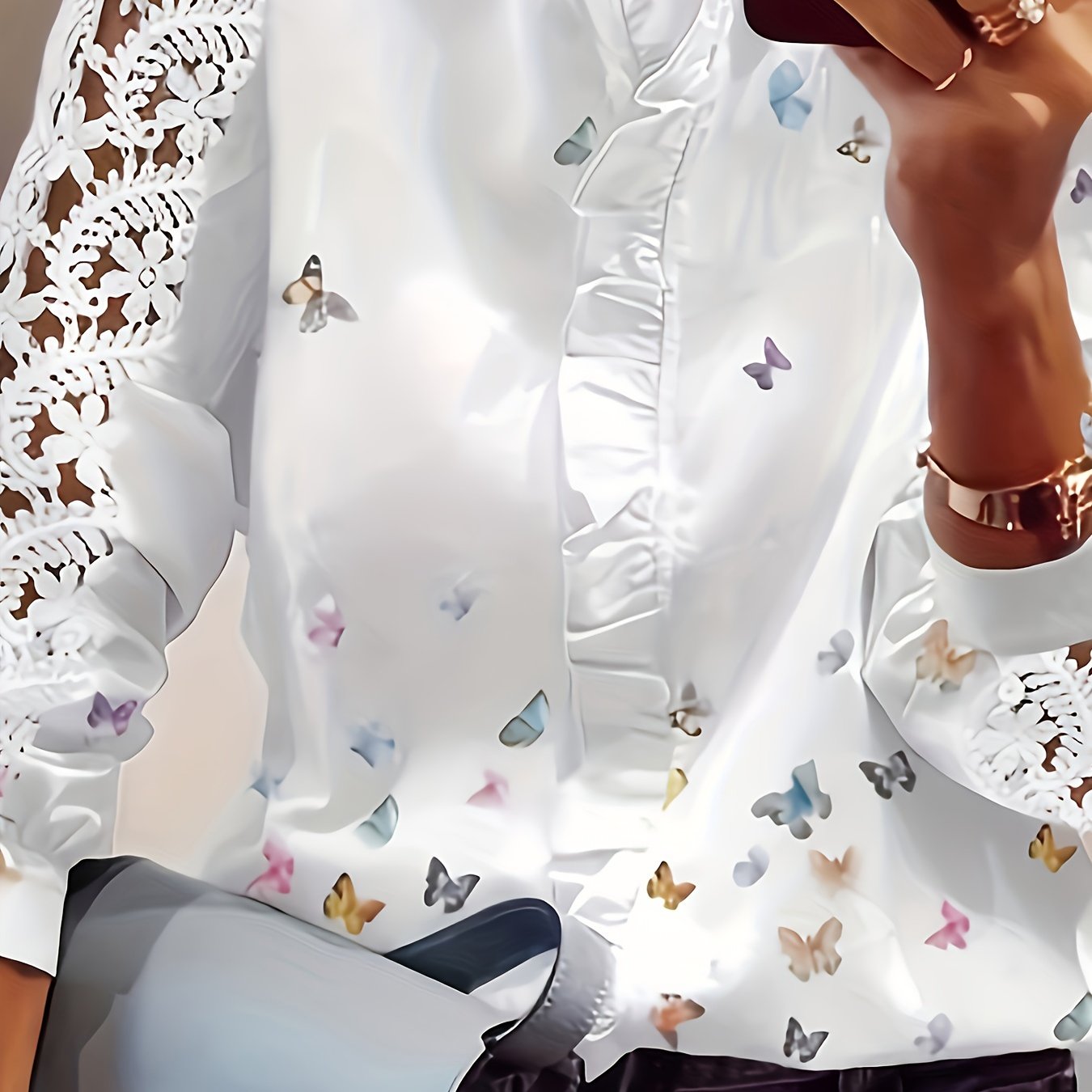 TEMU Targeted Development Of New Women's Lace Shirts, Stylish And Casual For Vacation Parties, Featuring Printed Tops