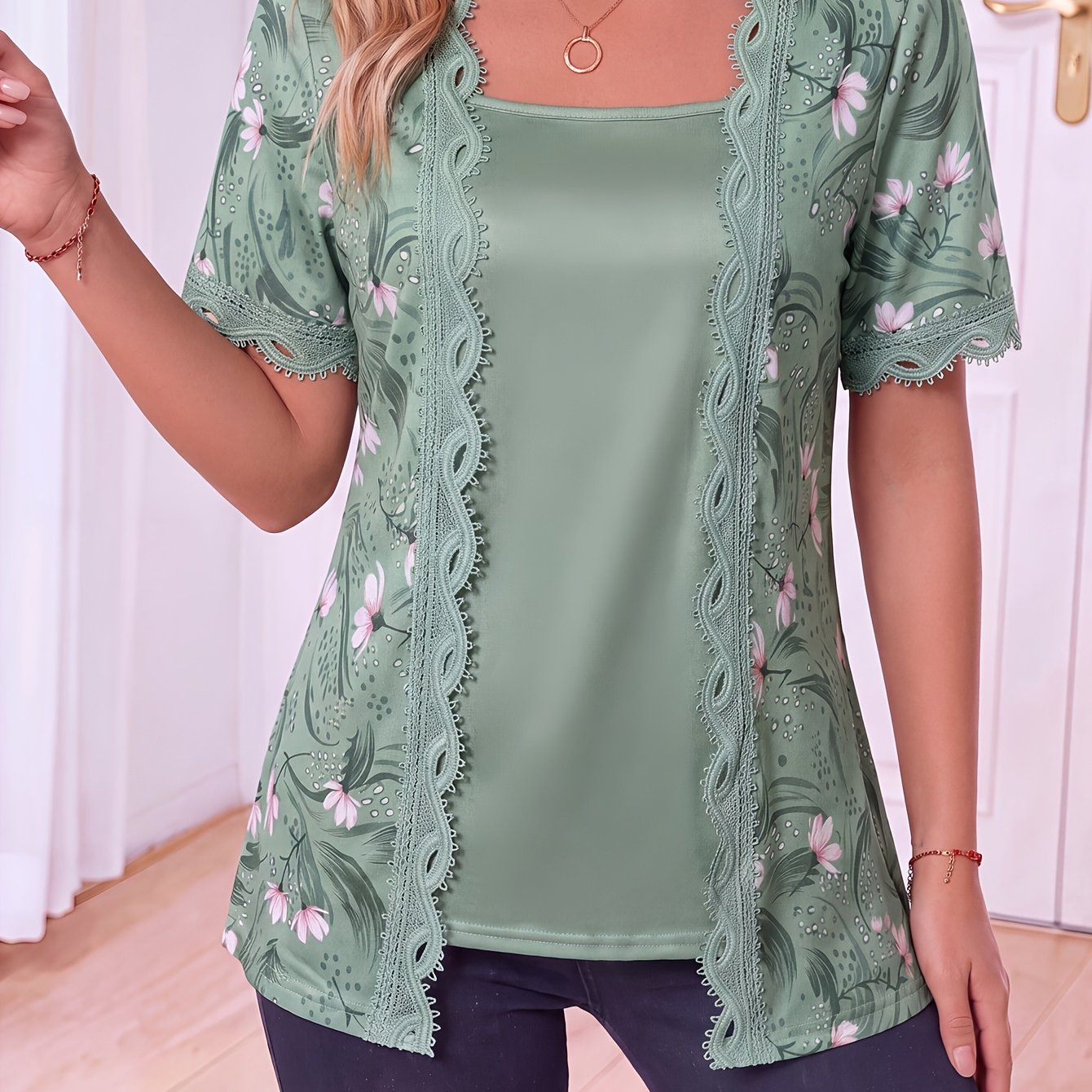 TEMU Fabric Two-piece Shirt For Daily Wear Spring Summer Autumn