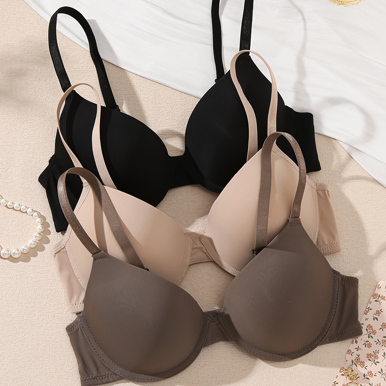 TEMU 3pcs Seamless Smooth Women's Underwear Comfortable Breathable Hole Underwire Bra