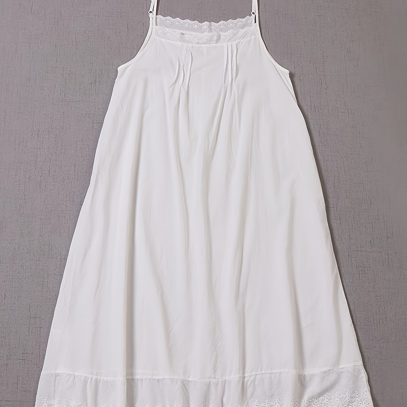 Image of Sweet Japanese-style Forest Pure Embroidered Camisole Dress For Spring And Summer Inner Wear, Loose Sleeveless Lace Skirt For