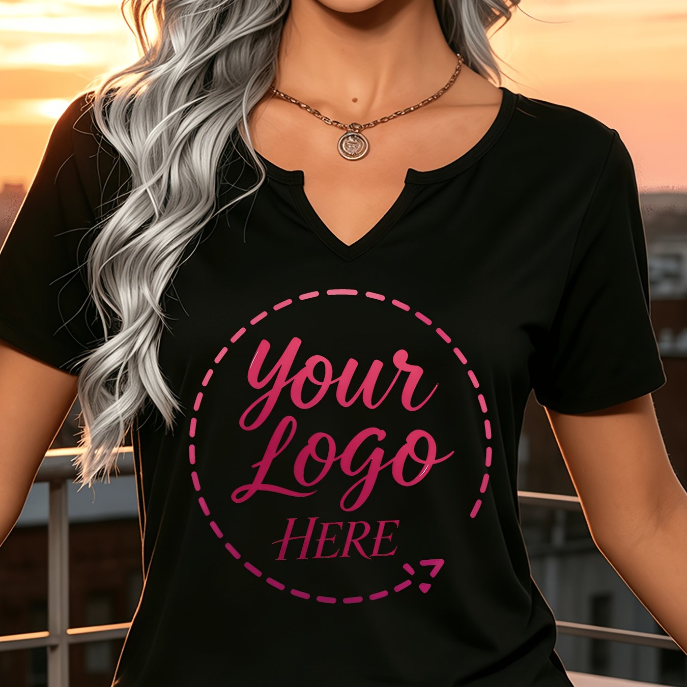 TEMU Women's Custom Photo/text T-shirt - Picture & Logo Printing, Machine Washable V-neck Short Sleeve Tee Suitable For Spring Summer Fall Casual